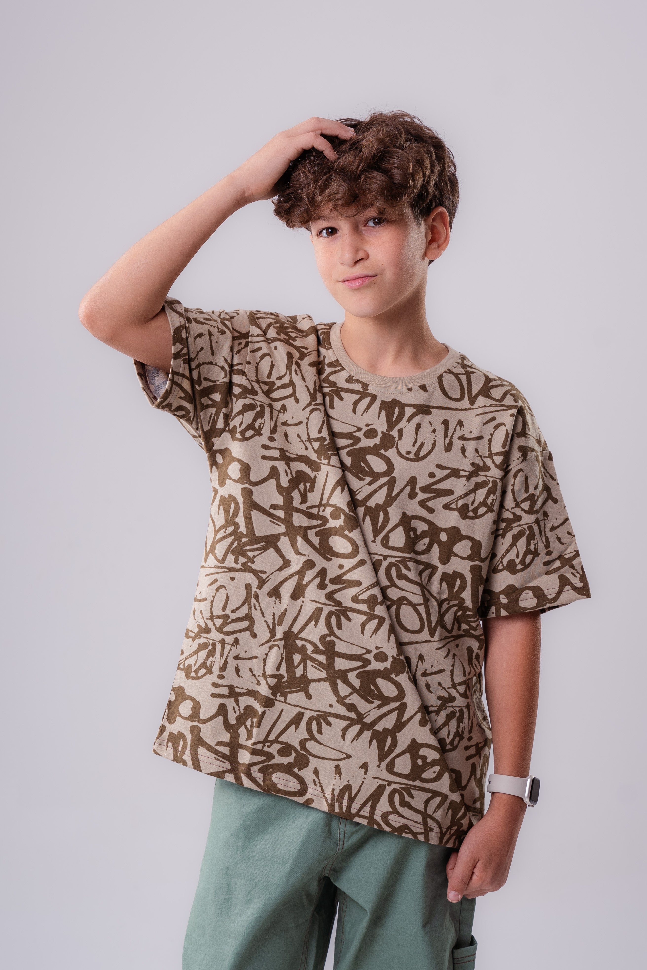 Boys Round Neck Oversize Printed T-shirt
