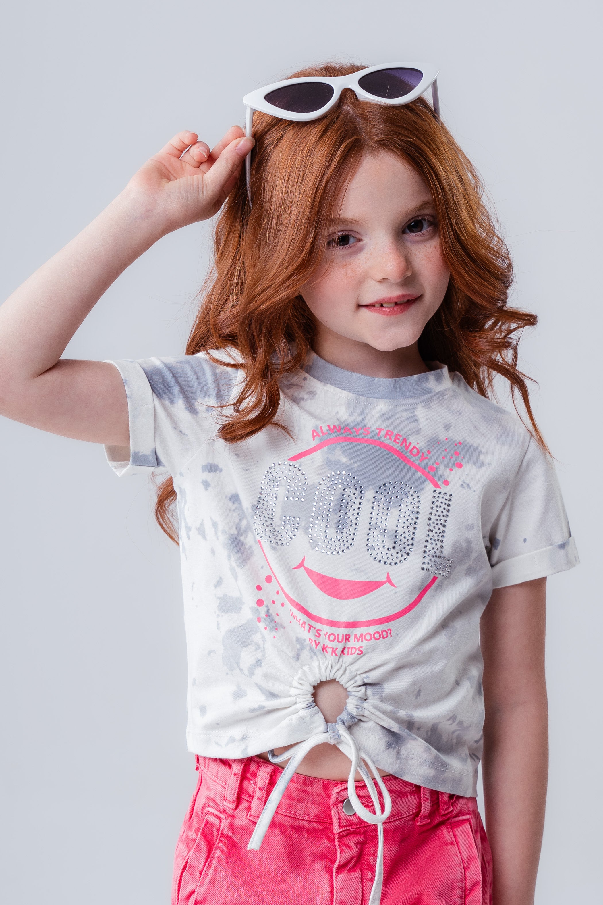 Tie-Dye Cinch-Front Graphic T-Shirt