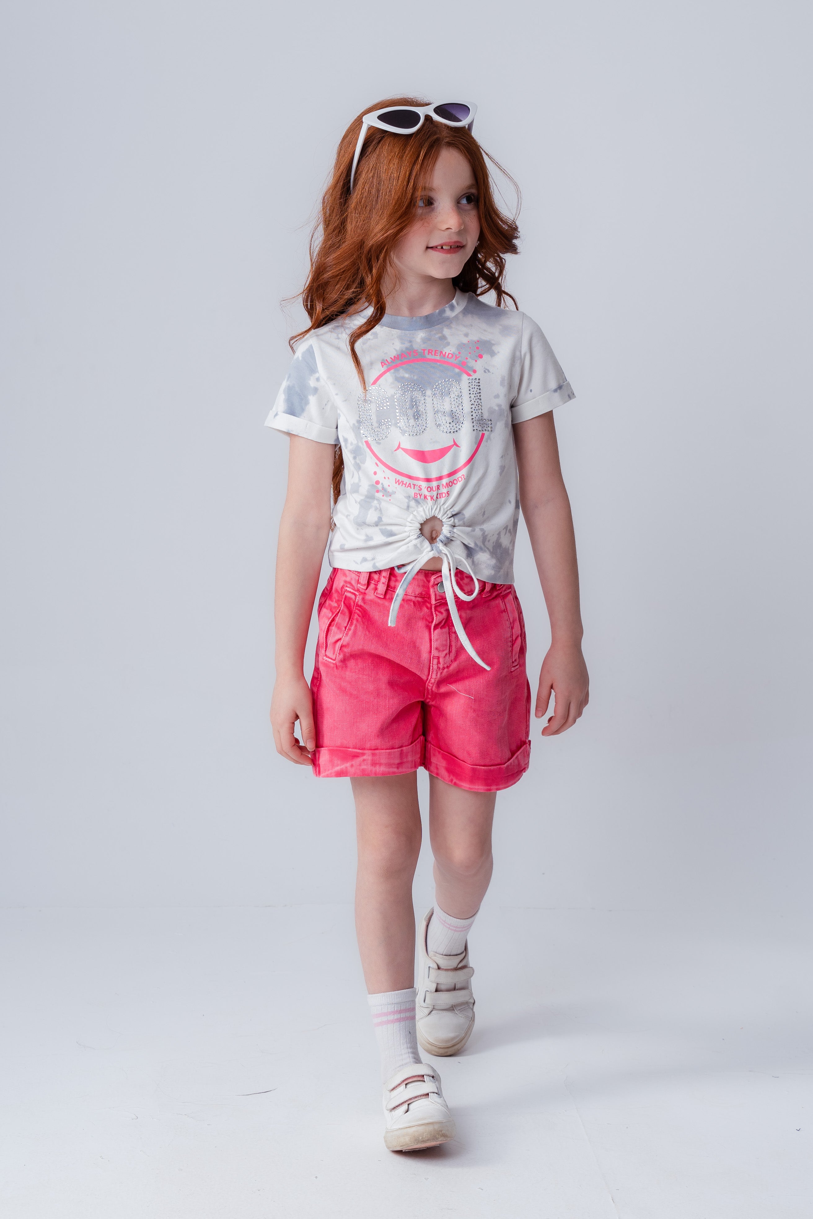 Tie-Dye Cinch-Front Graphic T-Shirt