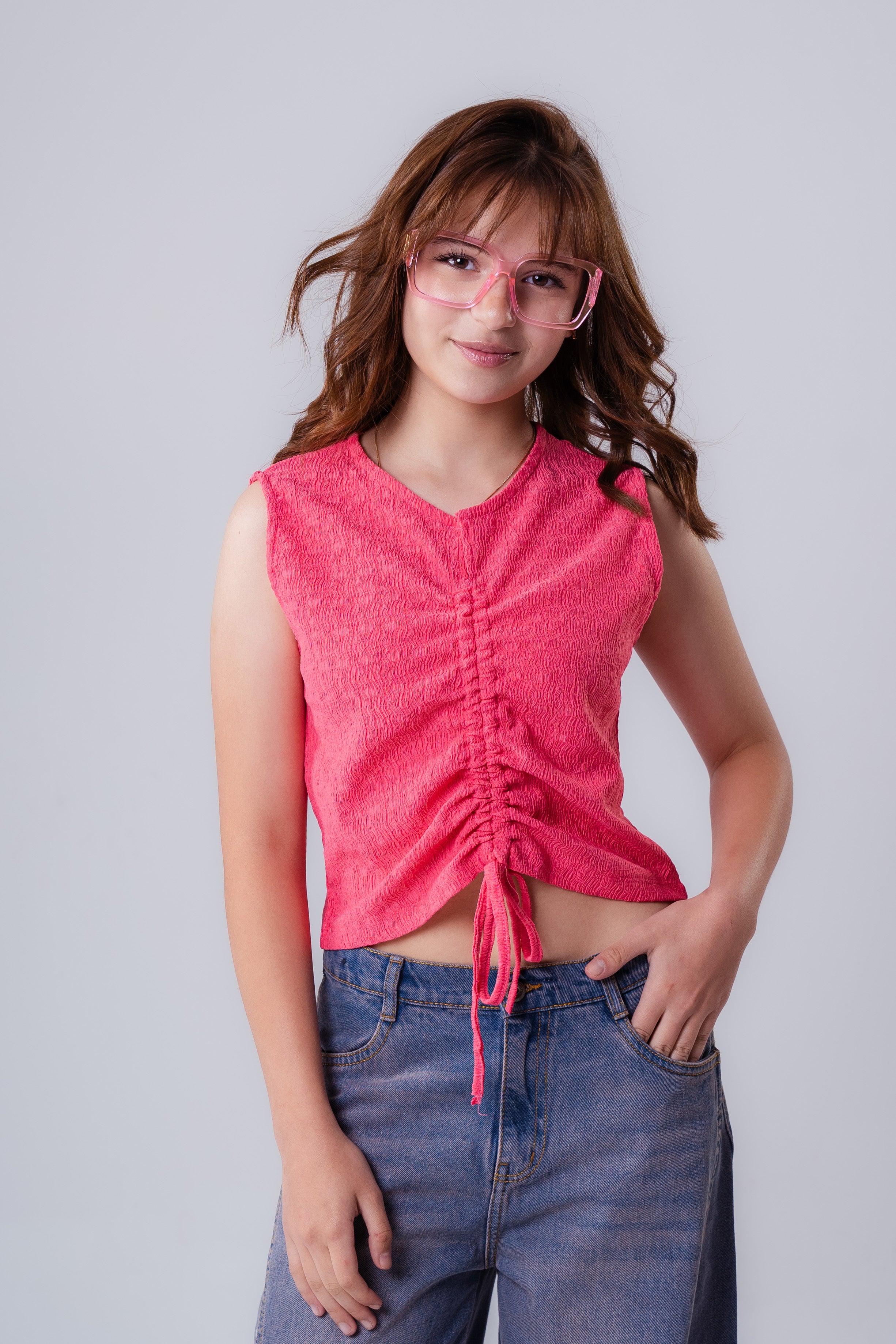 Girls’   Ruched Front Sleeveless Top