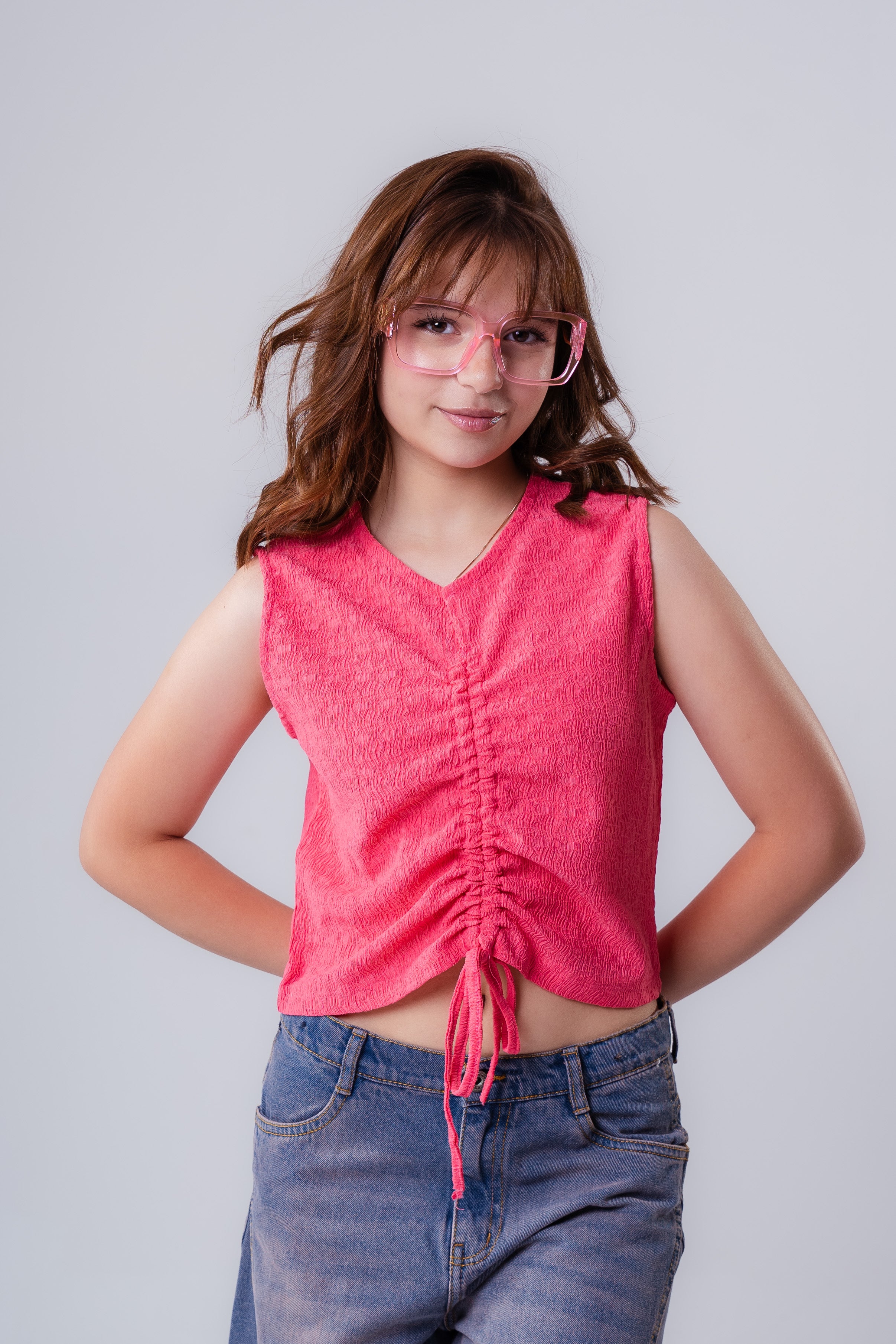 Girls’   Ruched Front Sleeveless Top
