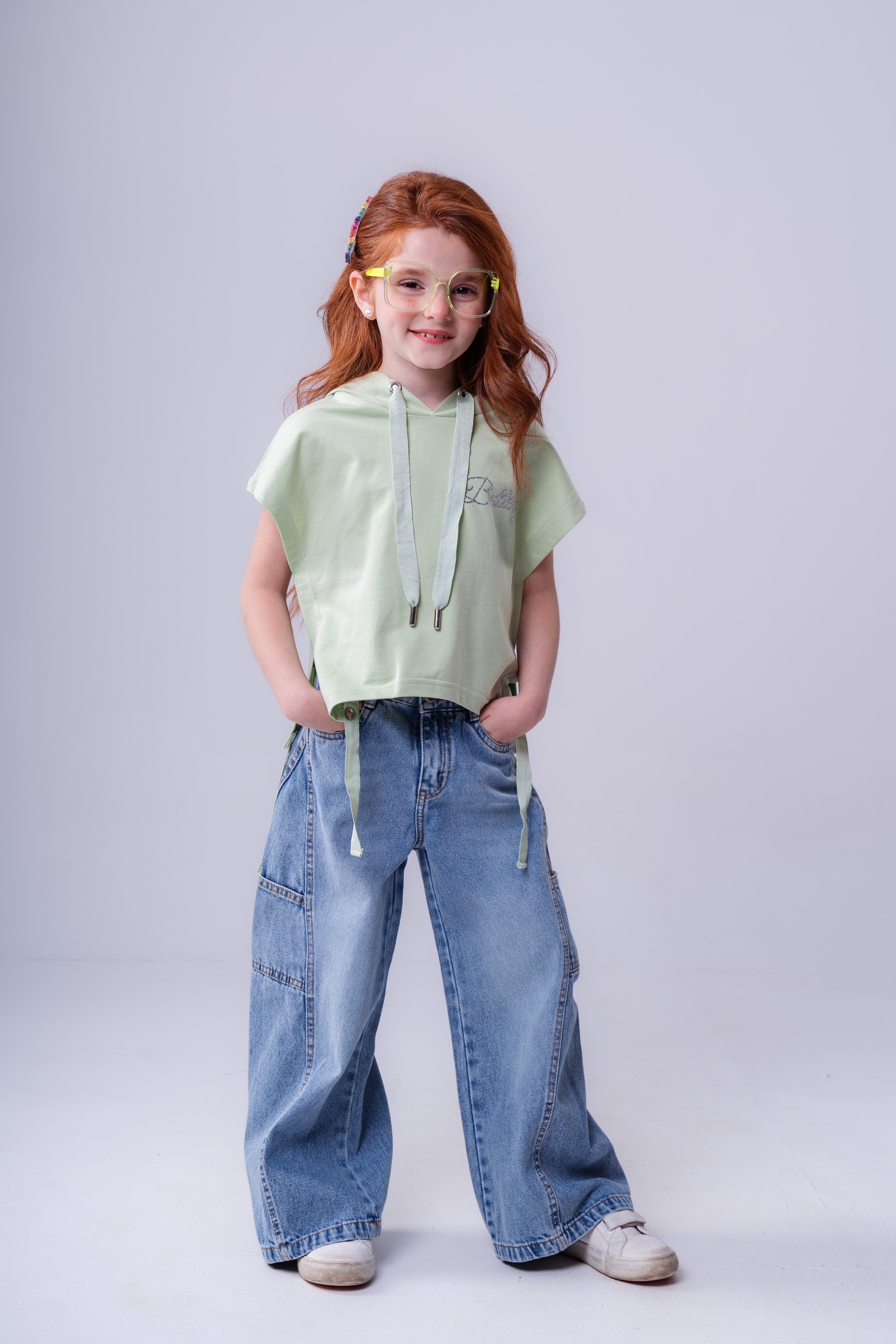 Girls' Short-Sleeve Hooded Tee with Side-Tie Detail