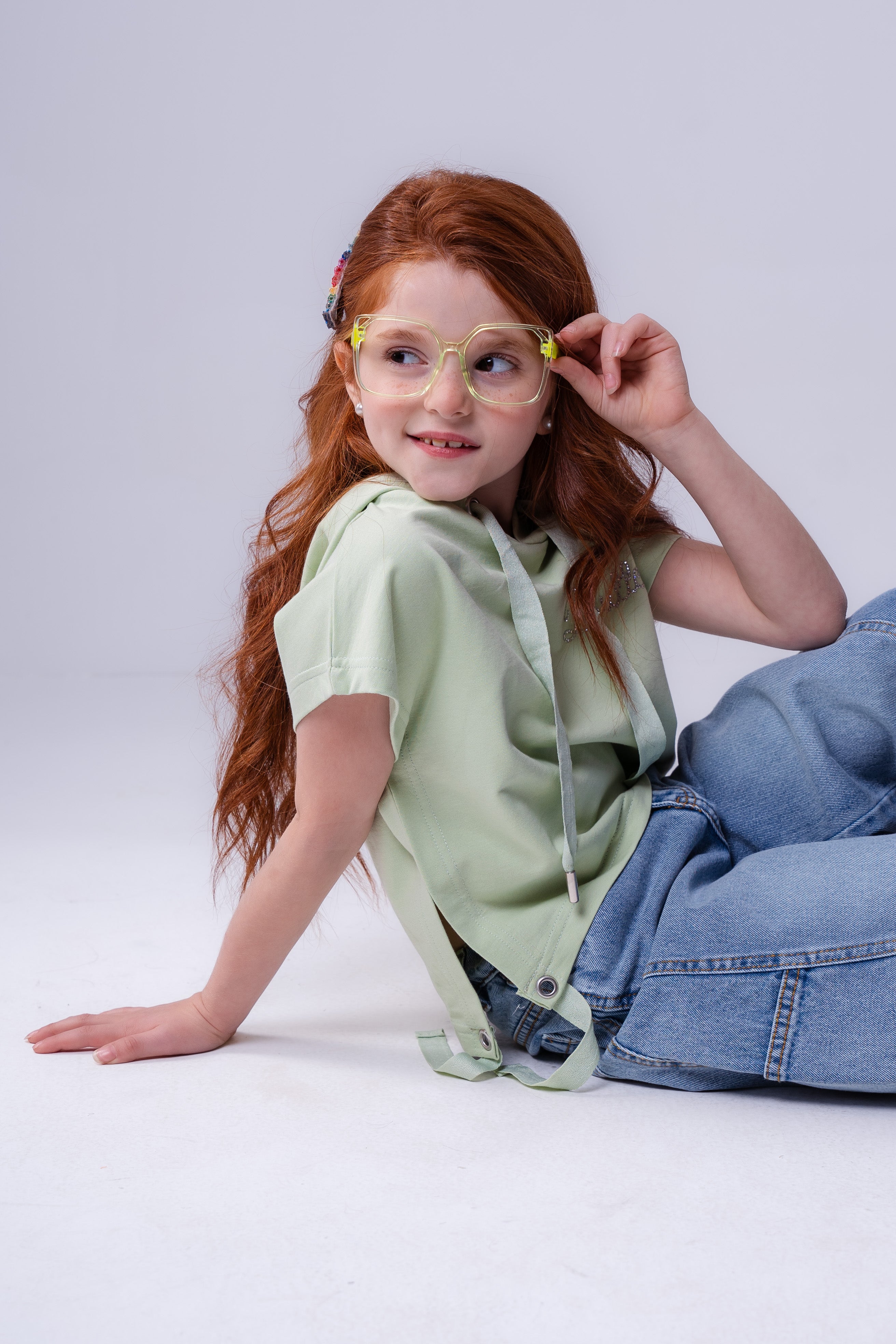 Girls' Short-Sleeve Hooded Tee with Side-Tie Detail