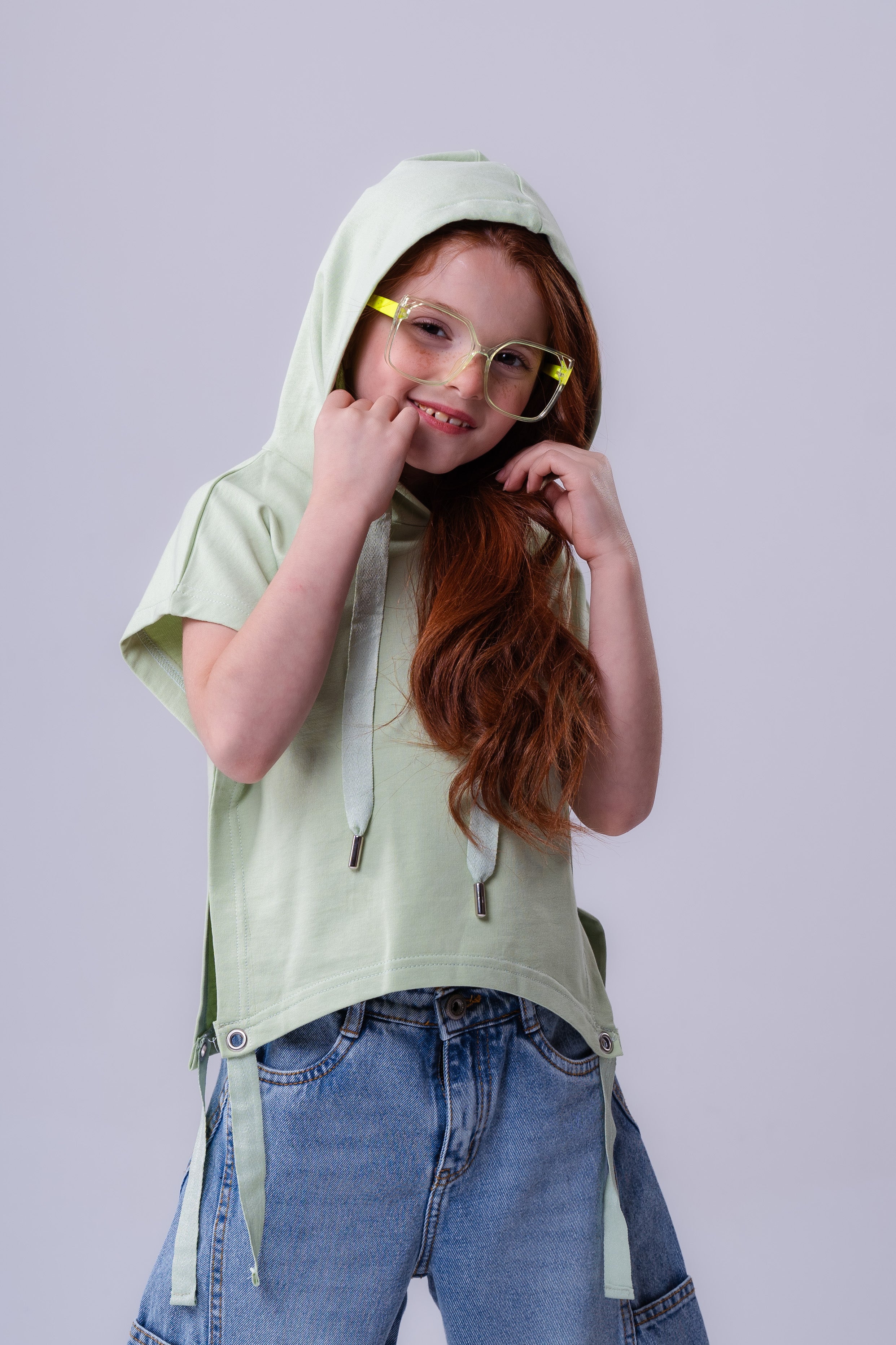 Girls' Short-Sleeve Hooded Tee with Side-Tie Detail