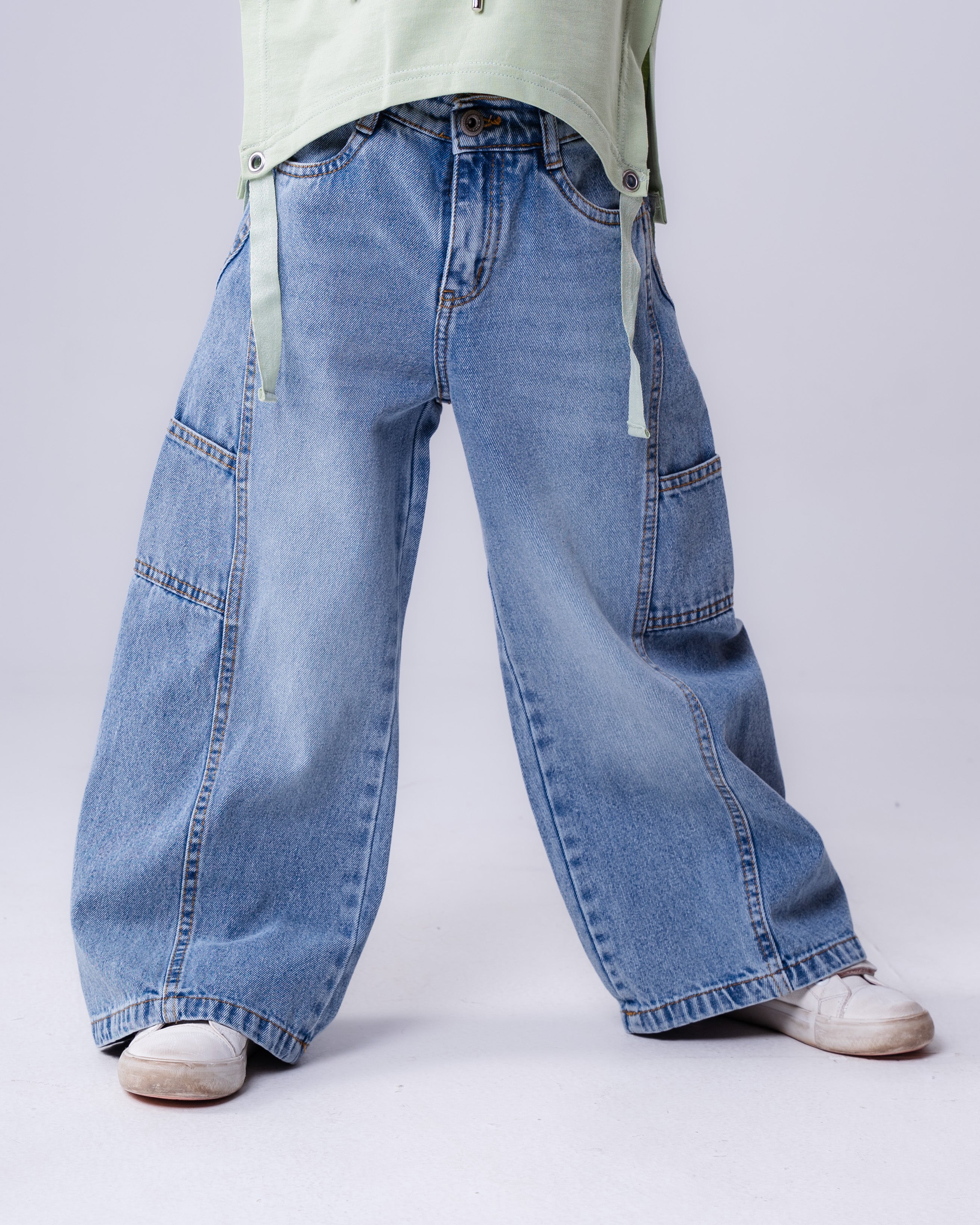 Girls' Light Leg Carpenter Jeans – Retro Baggy Denim Pants