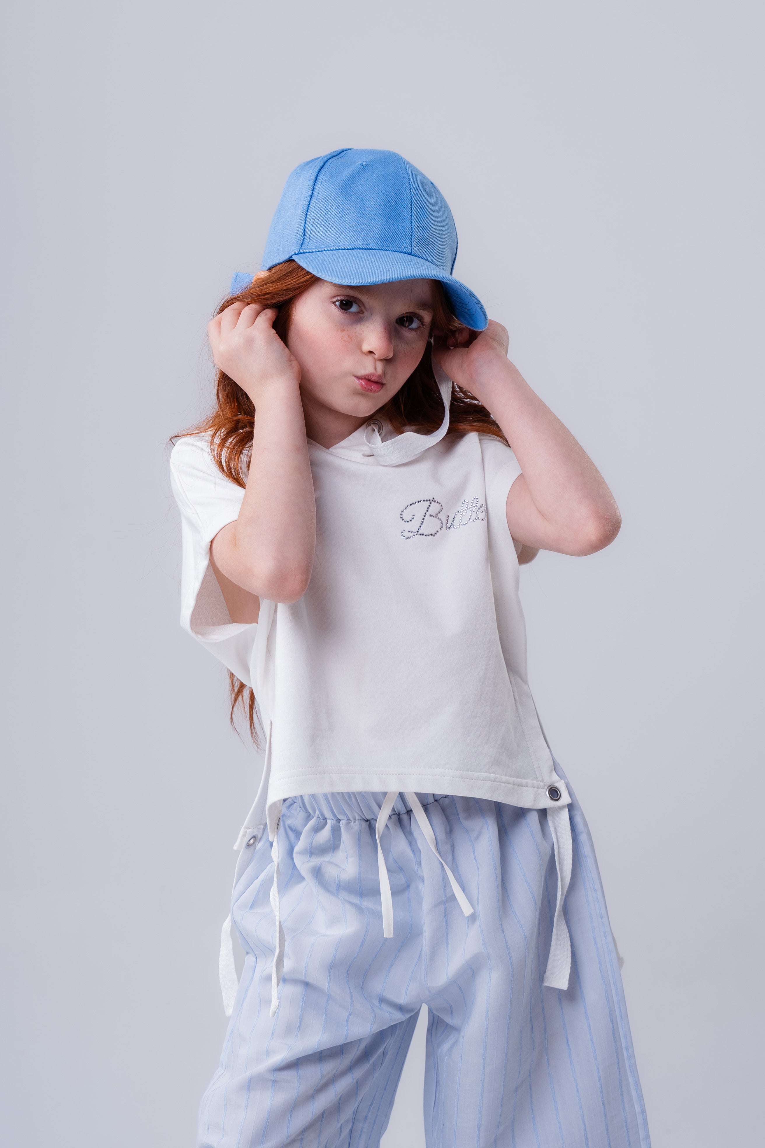 Girls' Short-Sleeve Hooded Tee with Side-Tie Detail