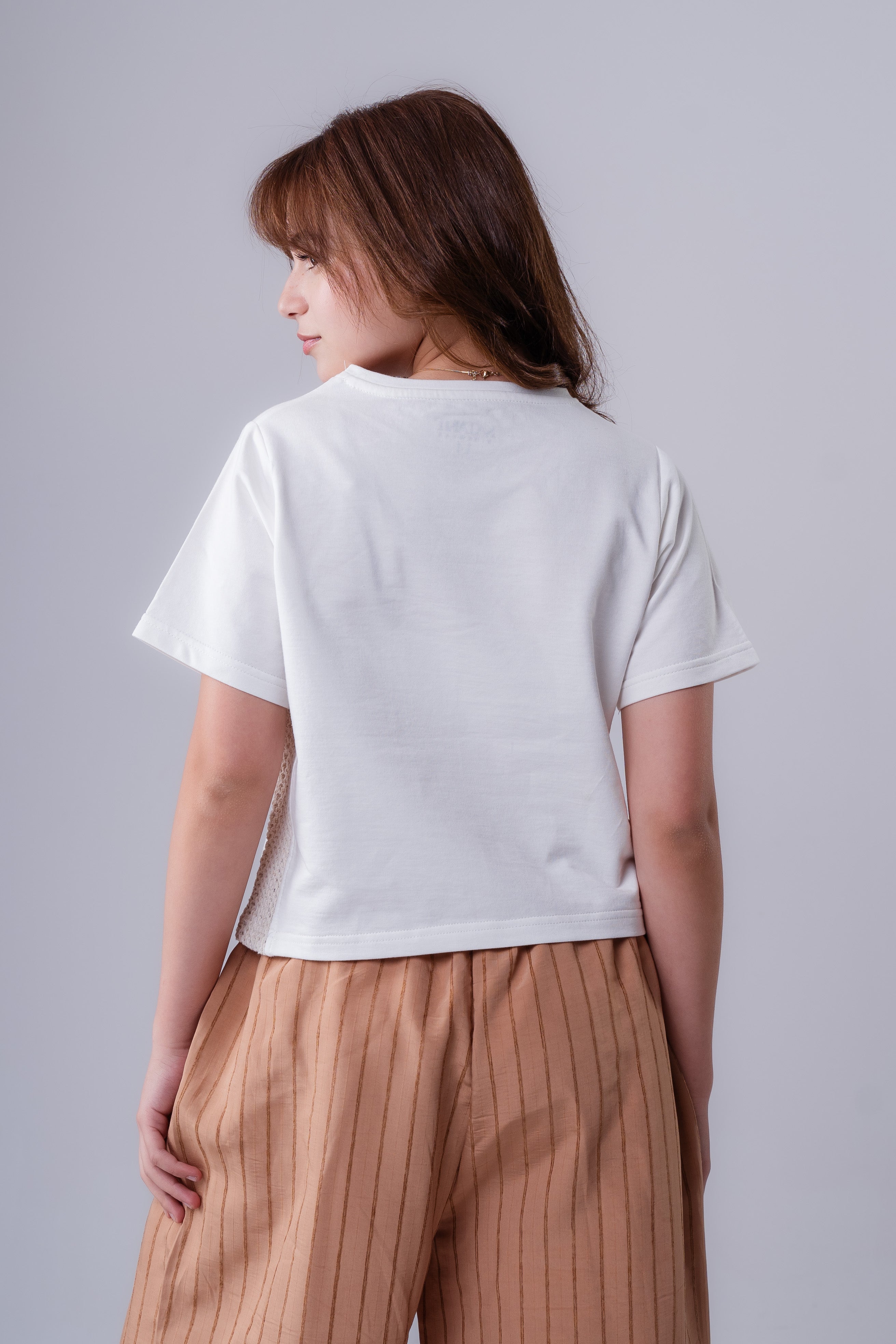 Girls’  Tee with Floral Appliqué and Lace Contrast