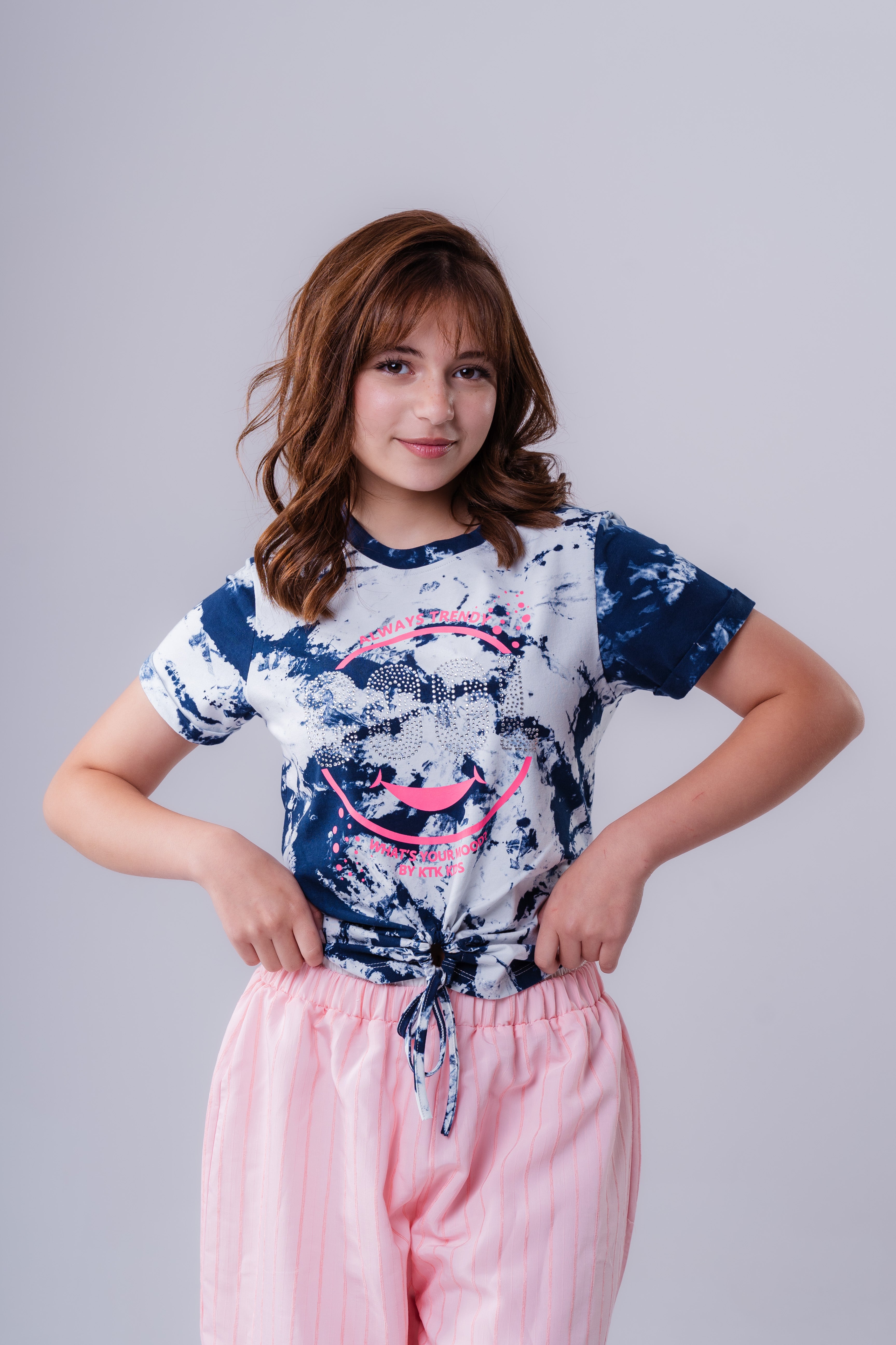 Tie-Dye Cinch-Front Graphic T-Shirt