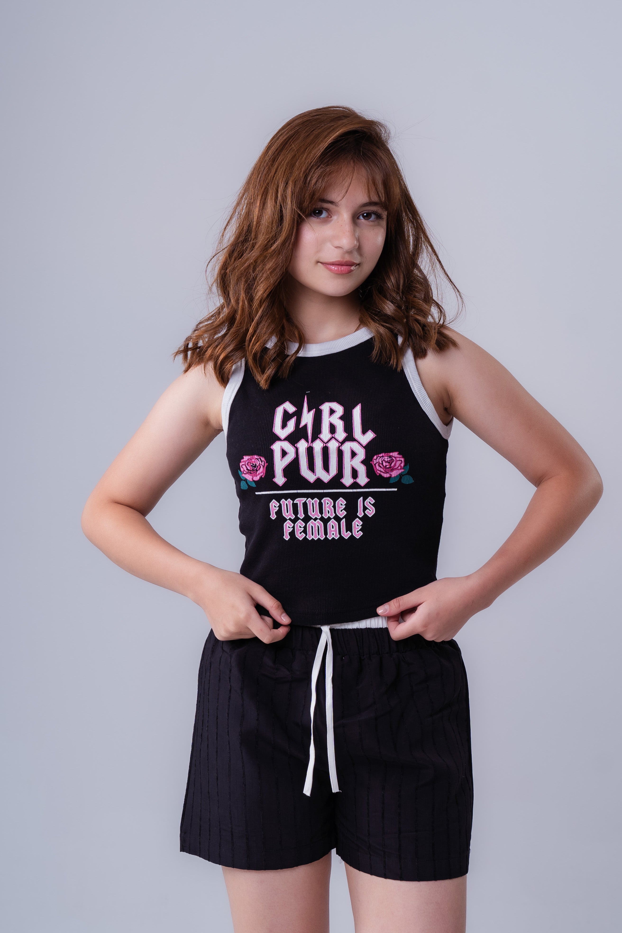 Girls Printed Sleeveless T-Shirt