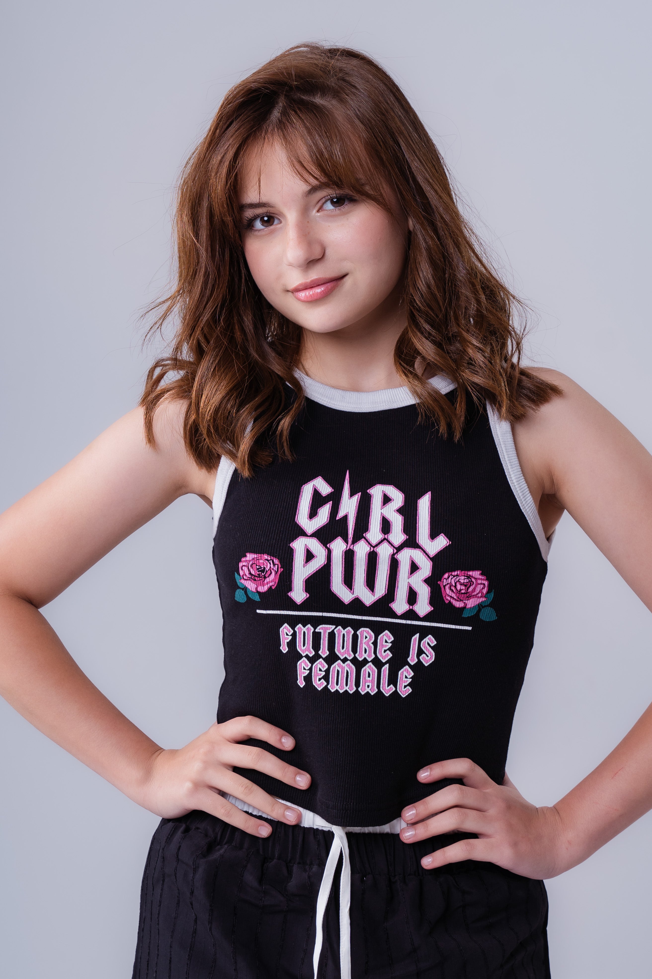 Girls Printed Sleeveless T-Shirt