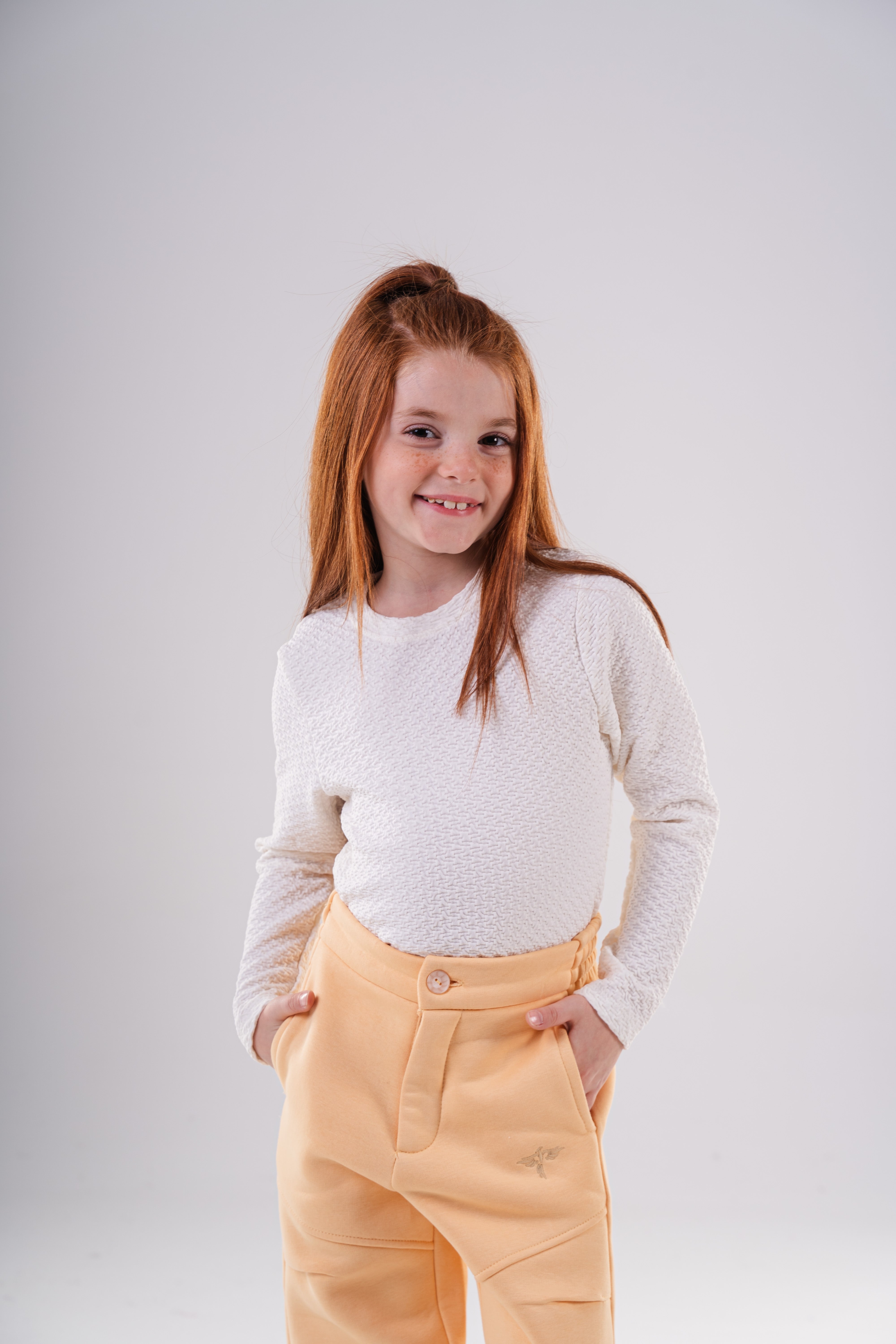 Girls Subtle Texture Essential Long-Sleeve Top