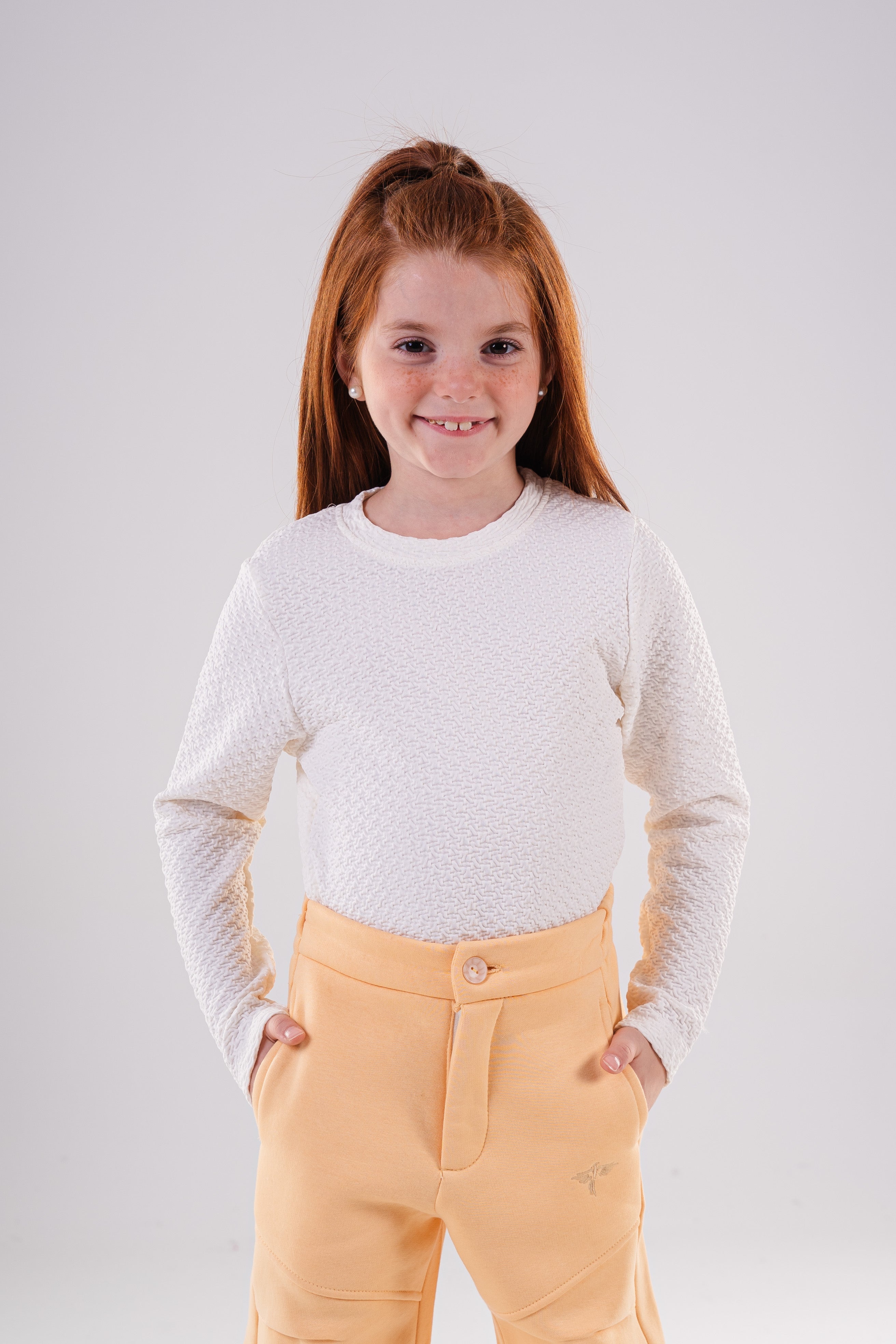 Girls Subtle Texture Essential Long-Sleeve Top