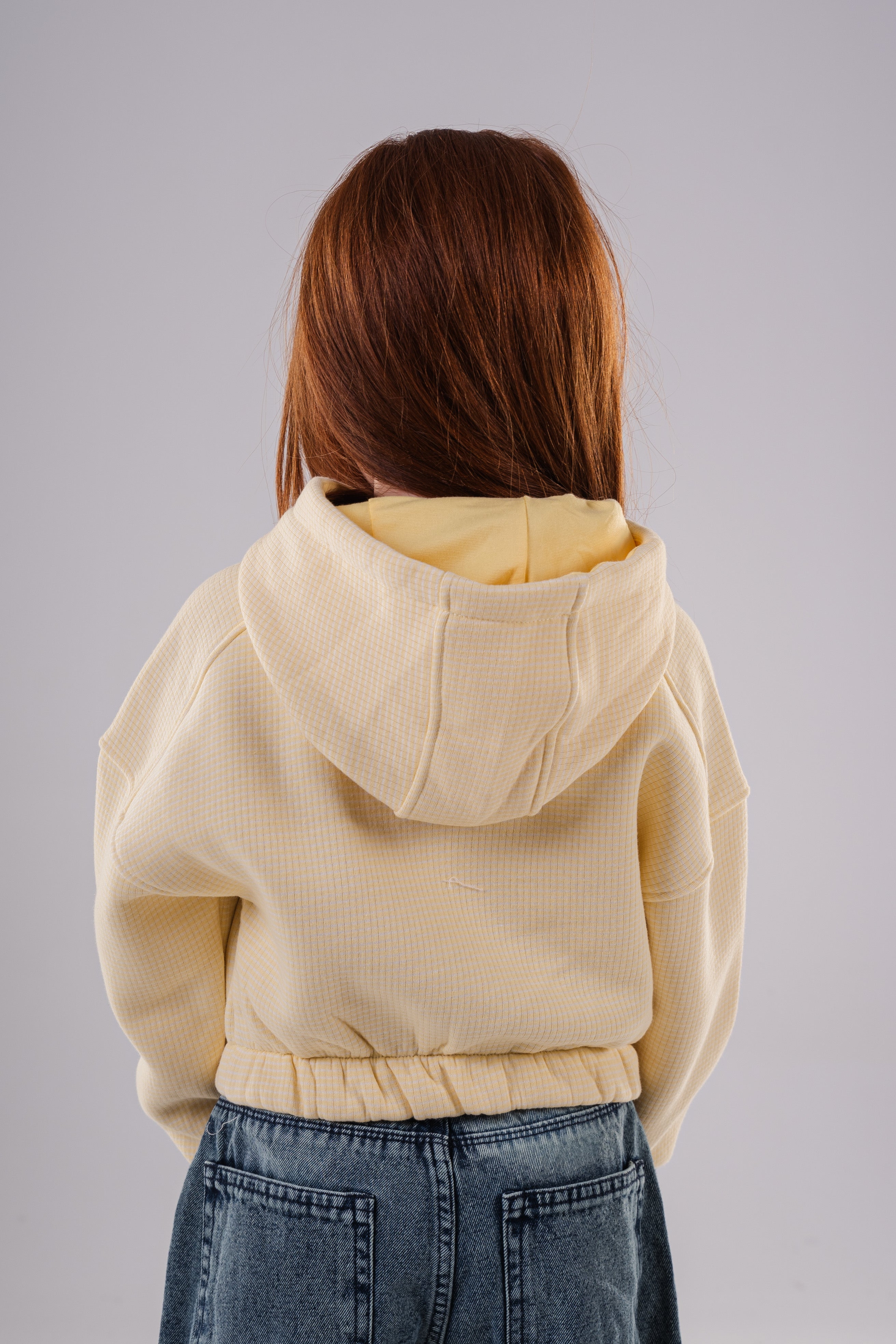 Girls Relaxed Fit Textured Cropped Hoodie