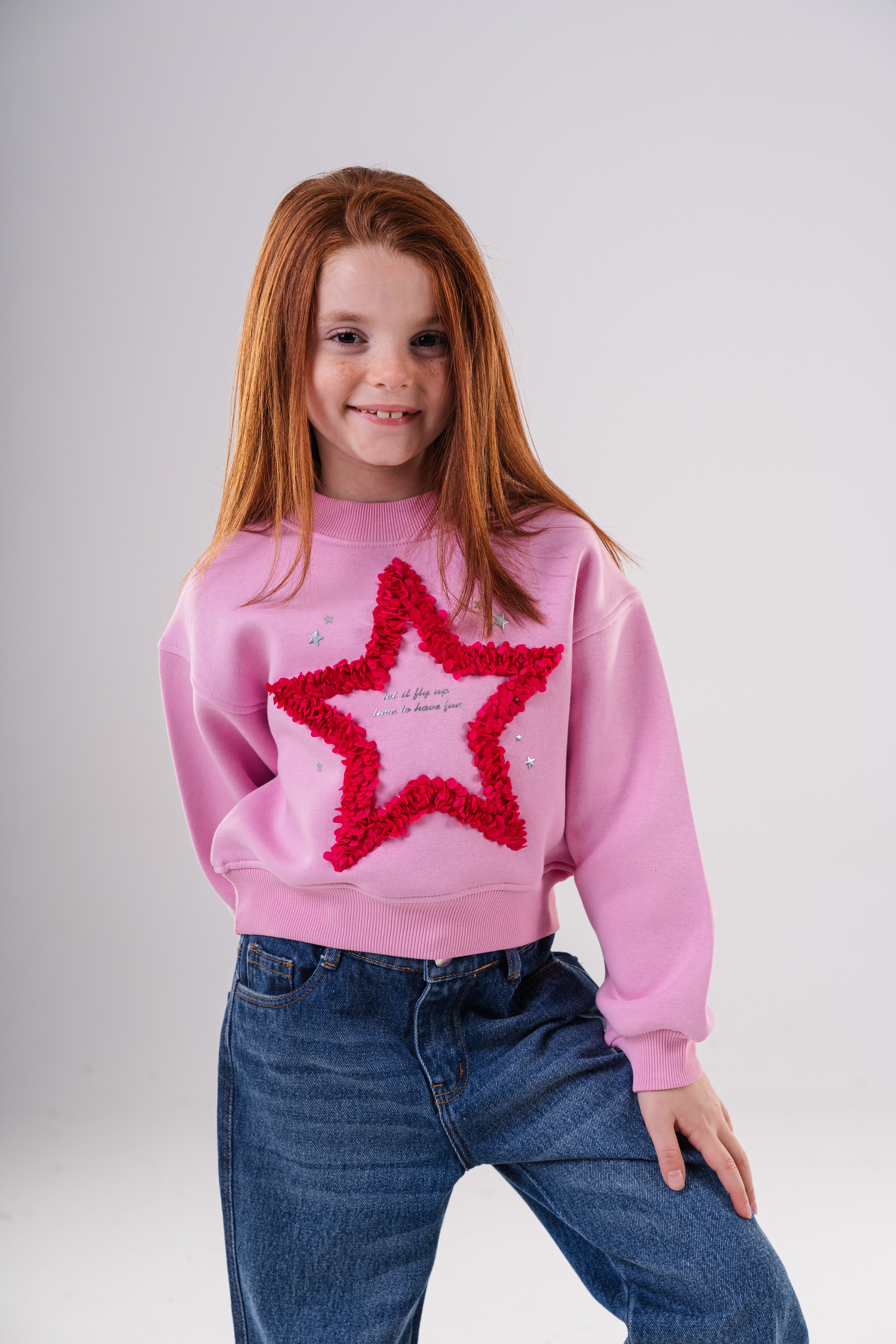 Girls Oversized Sweatshirt with Appliqué Star
