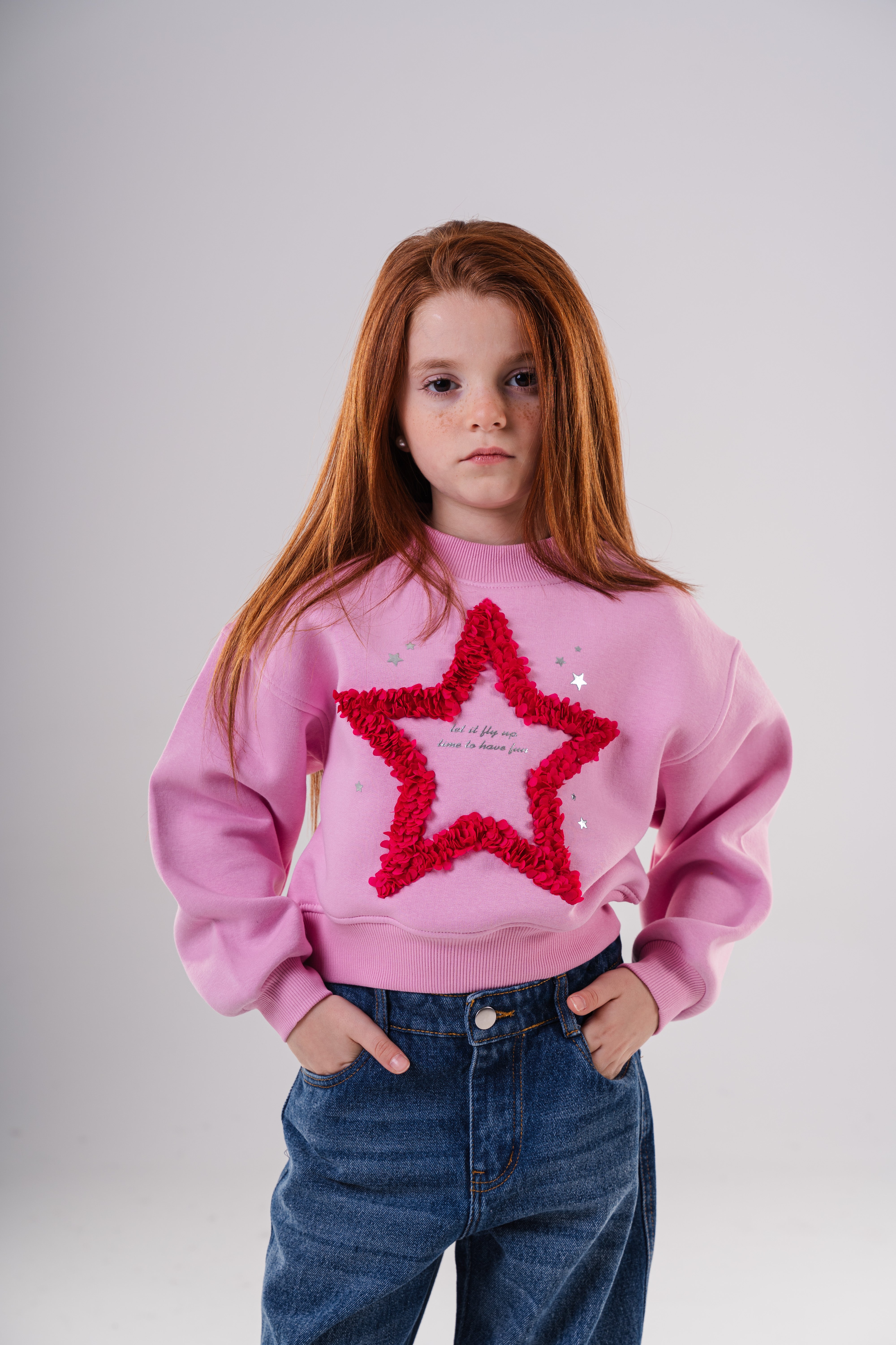 Girls Oversized Sweatshirt with Appliqué Star