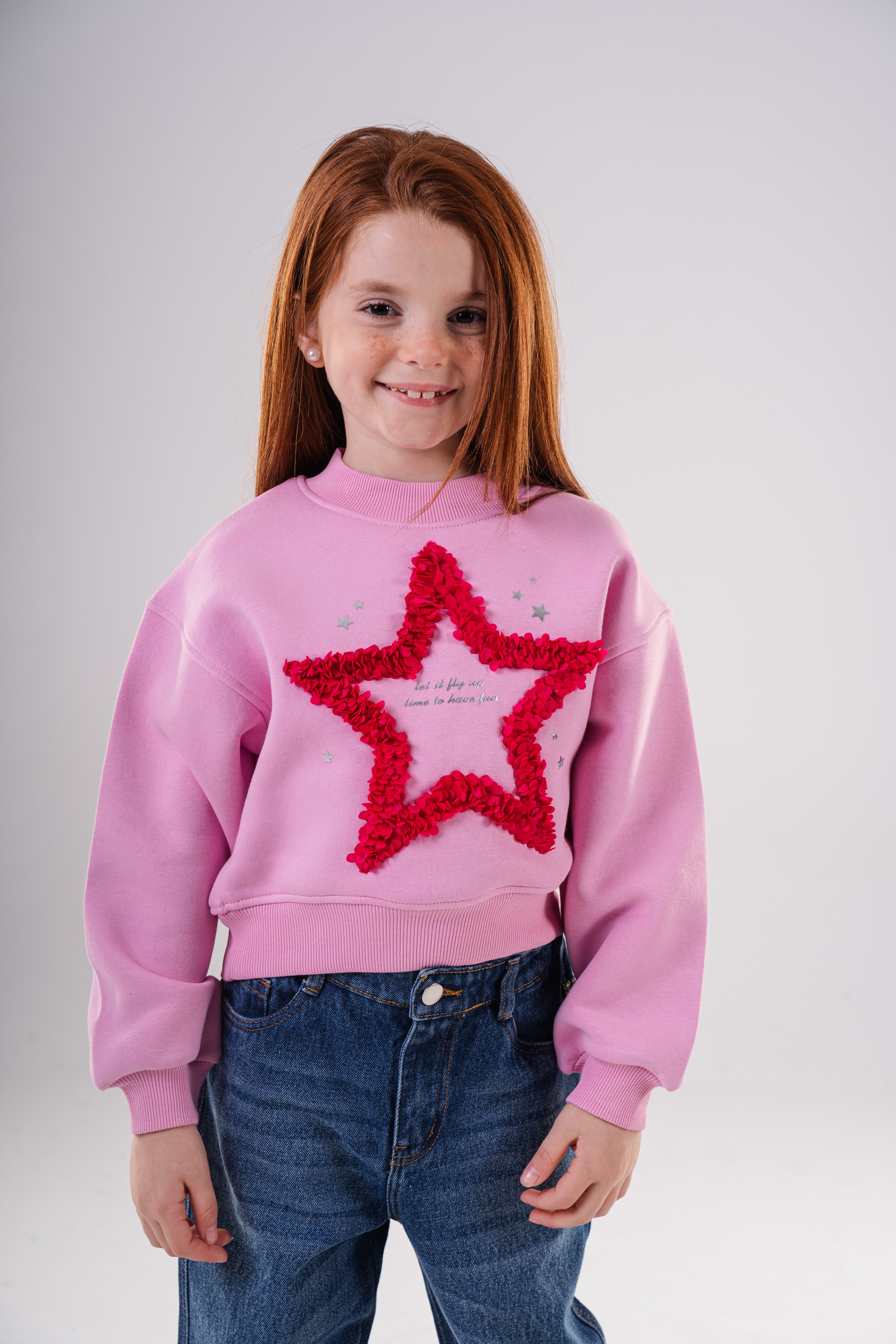 Girls Oversized Sweatshirt with Appliqué Star