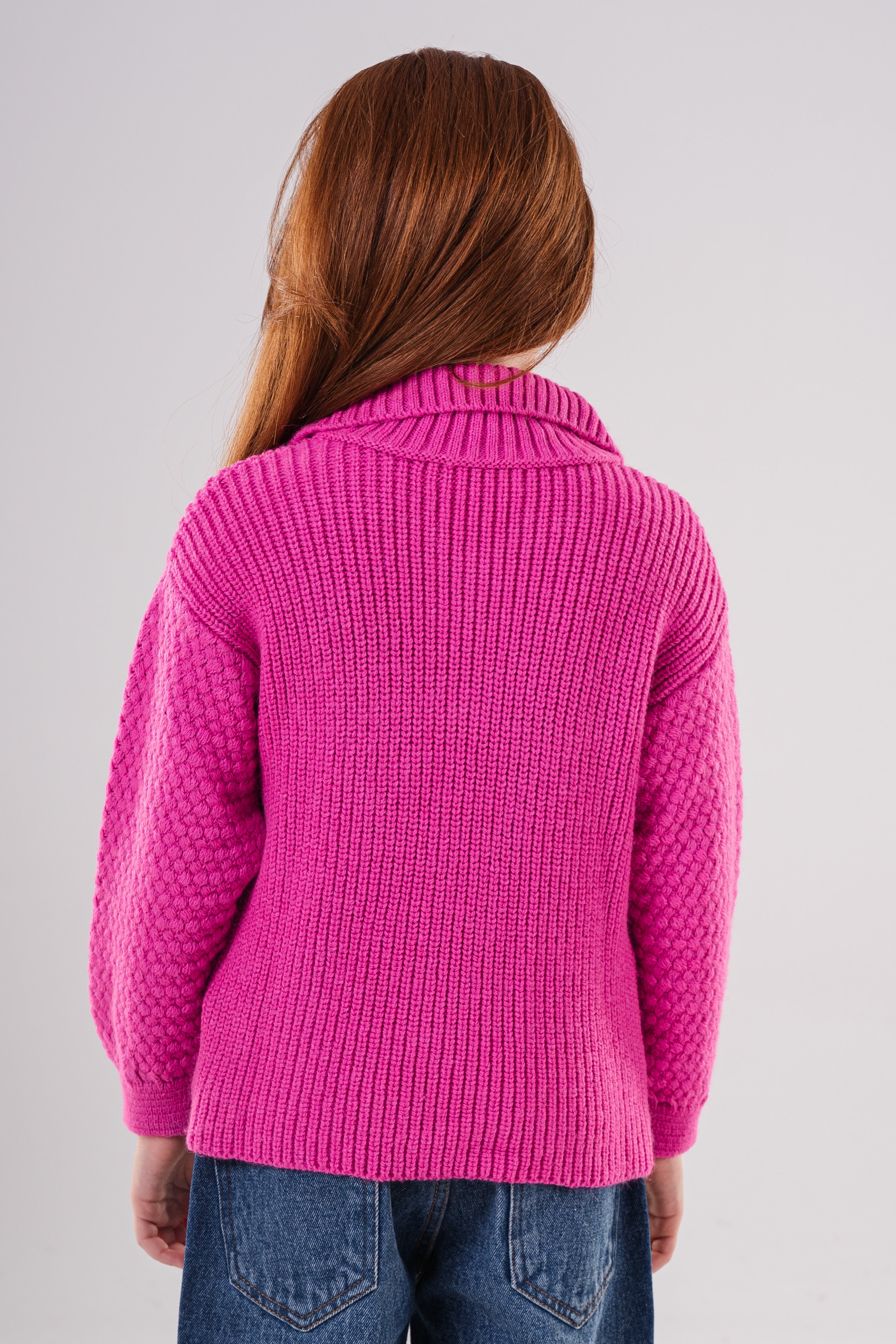 Girls Knit Pullover with Button Collar