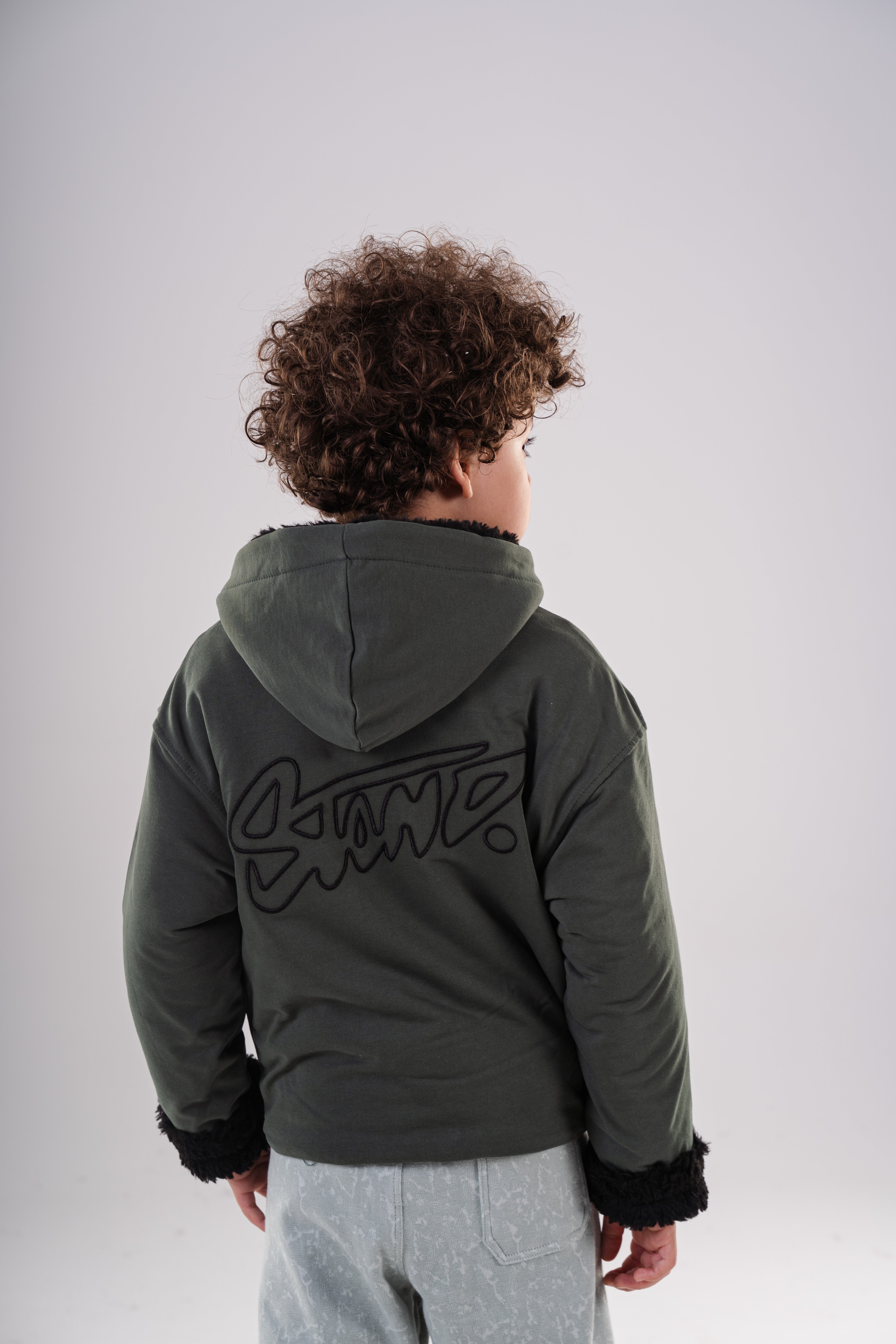 Padded Bomber Jacket with Hood and Fur Details