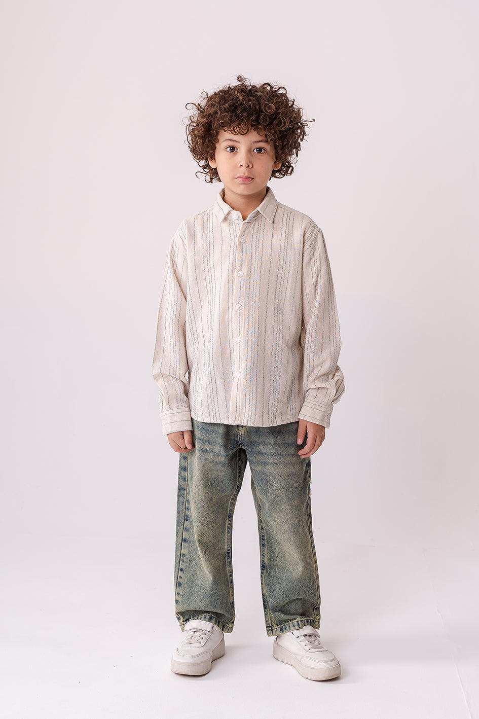 Boys Long Sleeve Textured Stripe Shirt