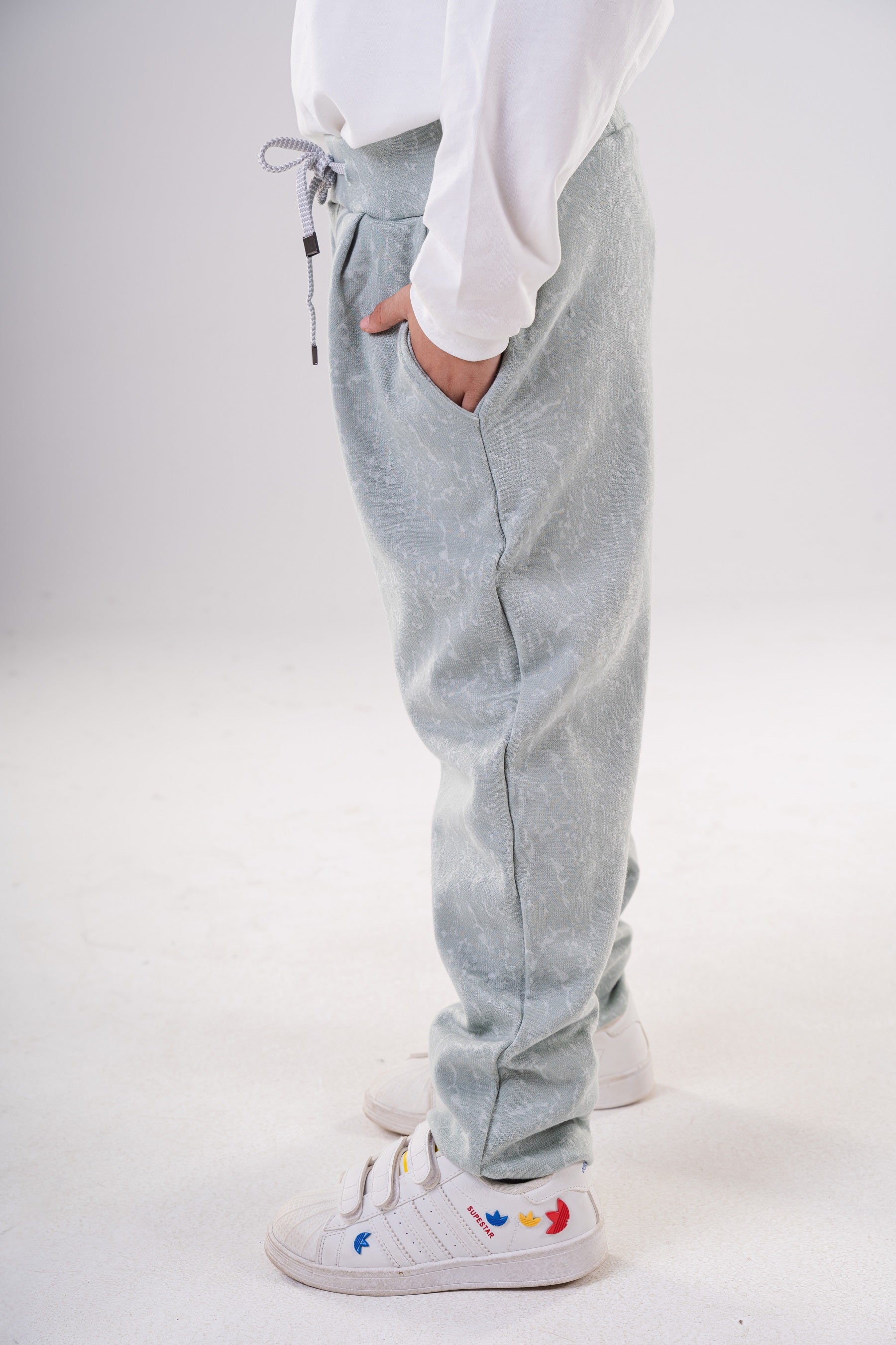 Boy's Patterned Fleece Sweatpants with Drawstring Waist