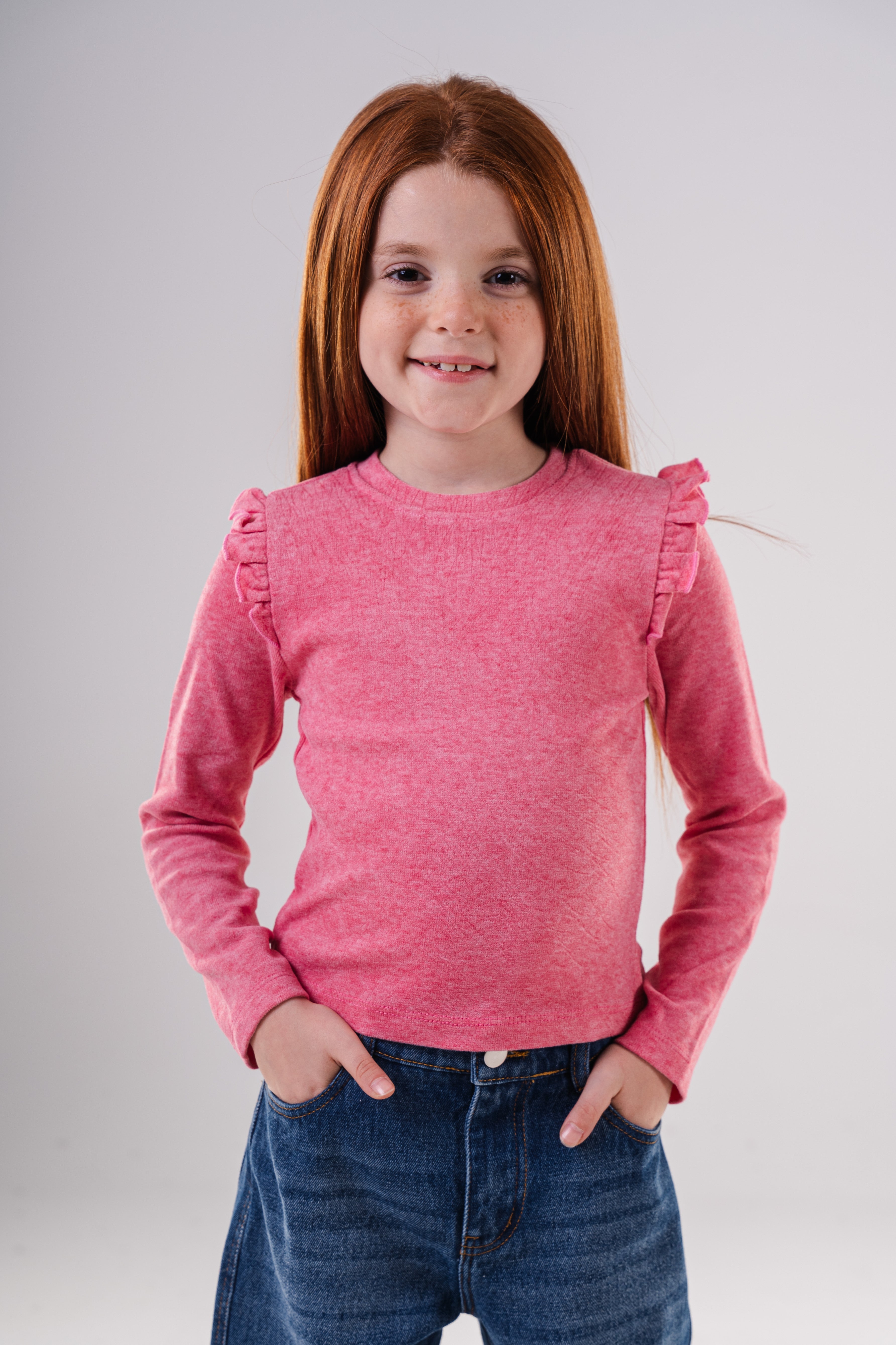 Girls' Long-Sleeve Ruffle Shoulder Sweatshirt