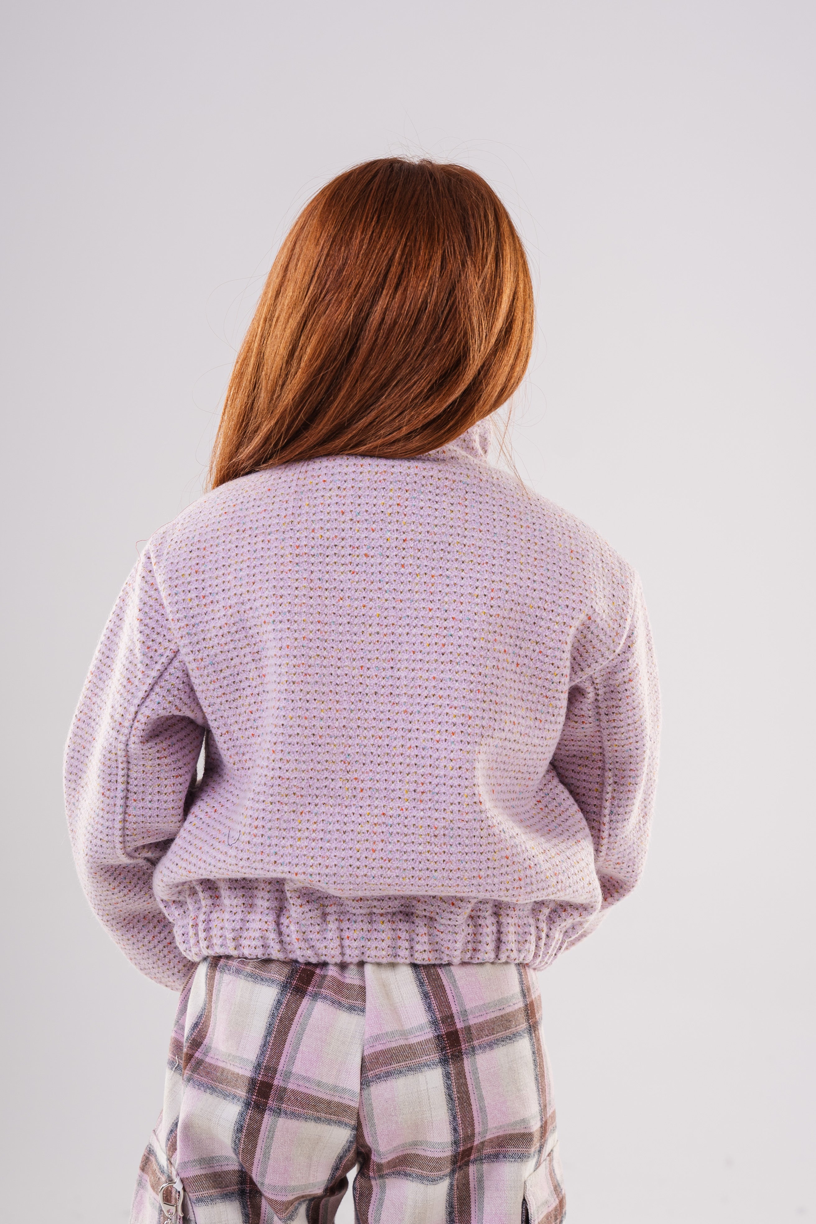 Girls Textured  Zip-Up Bomber Jacket