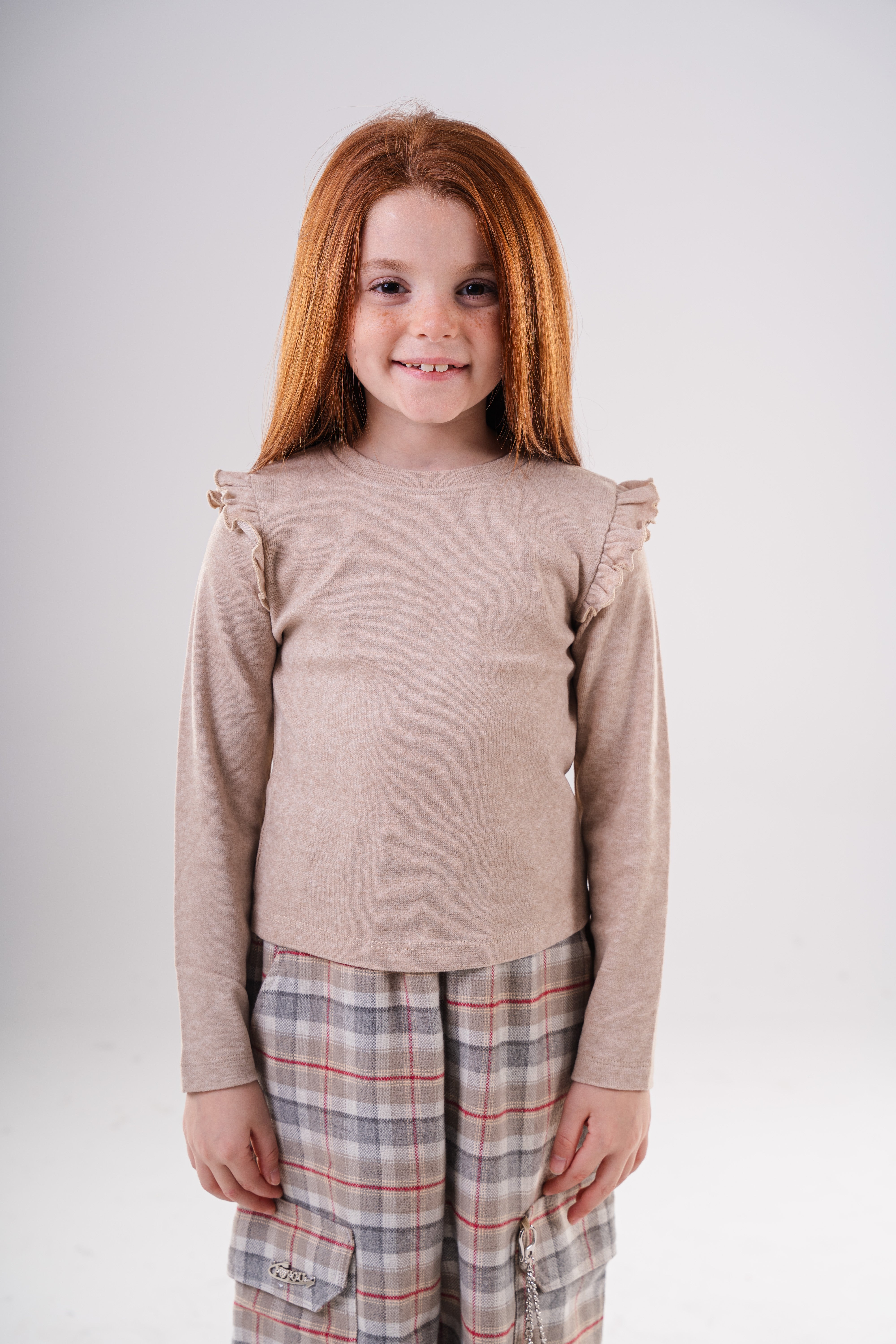 Girls' Long-Sleeve Ruffle Shoulder Sweatshirt