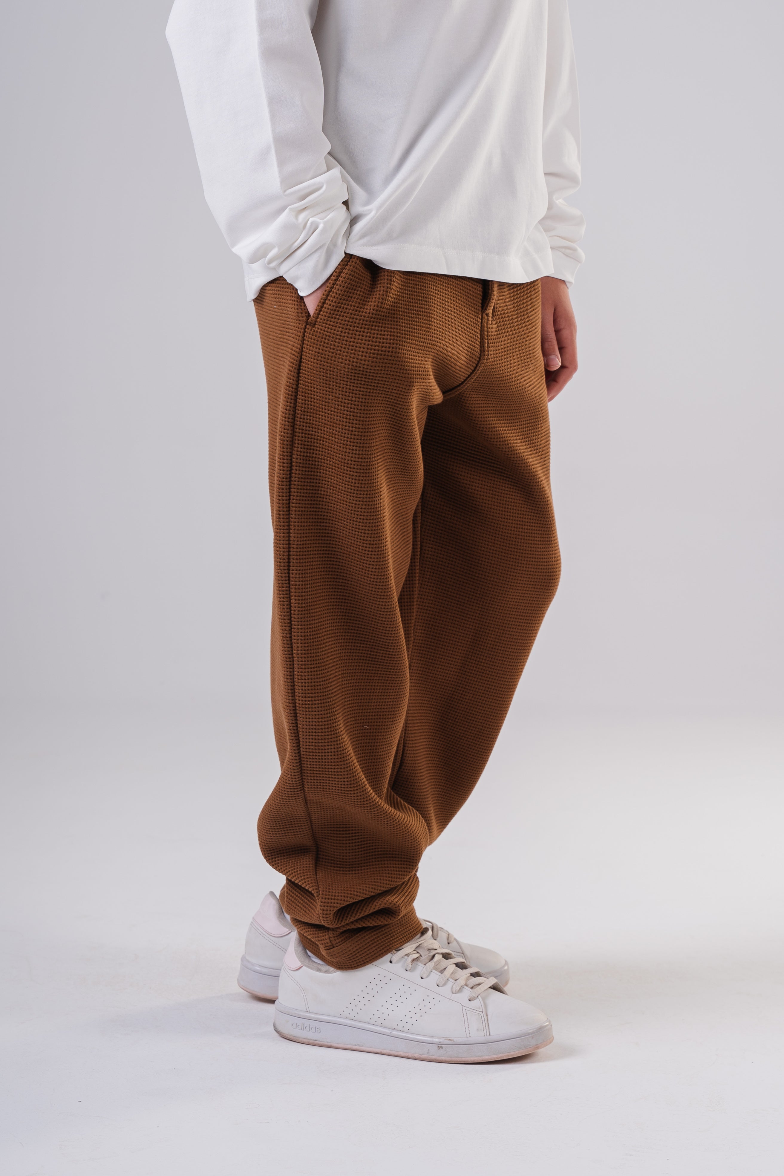 Boy's Relaxed Fit Micro-Patterned Casual Trousers