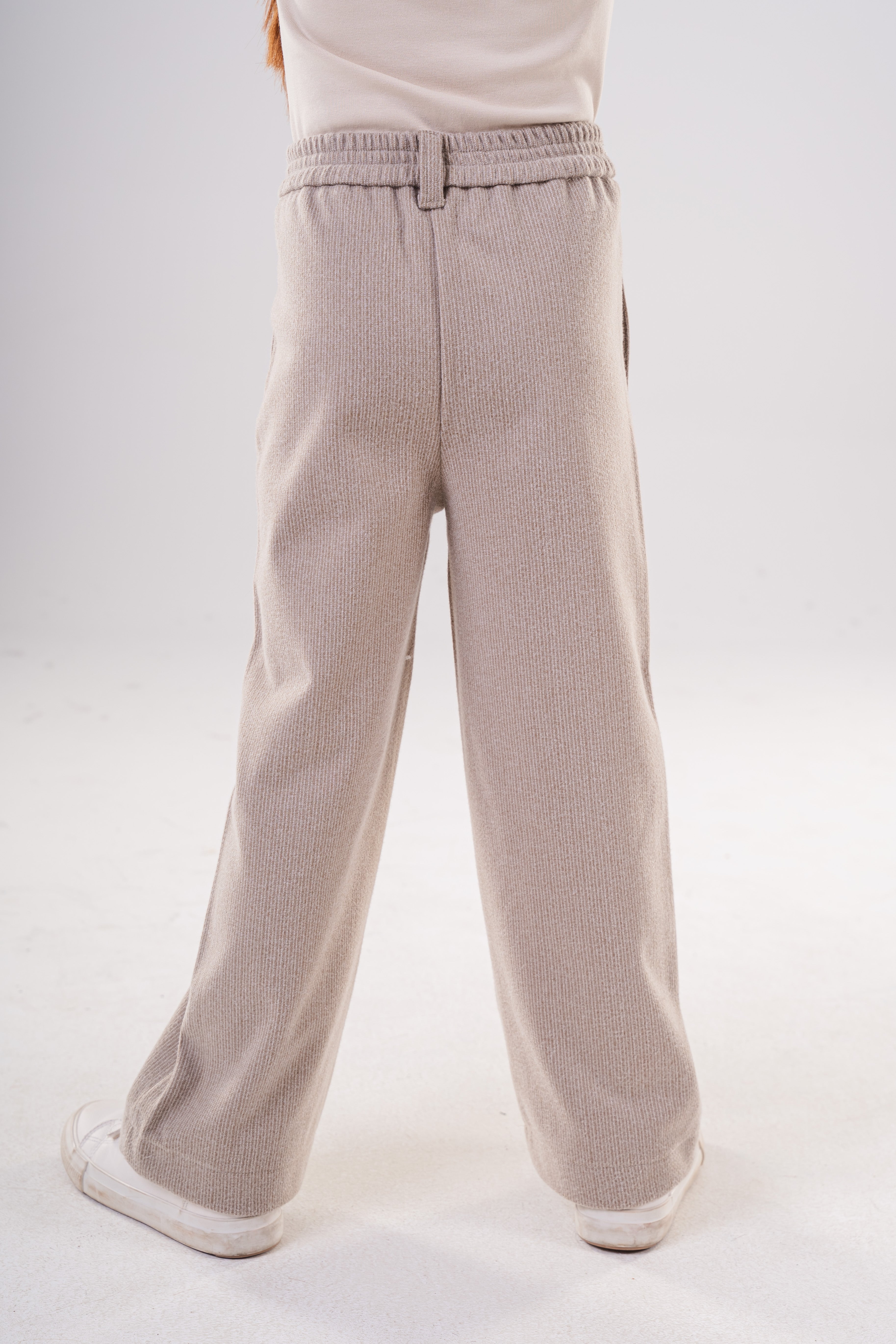 Girls Cozy Ribbed Wide-Leg Trousers