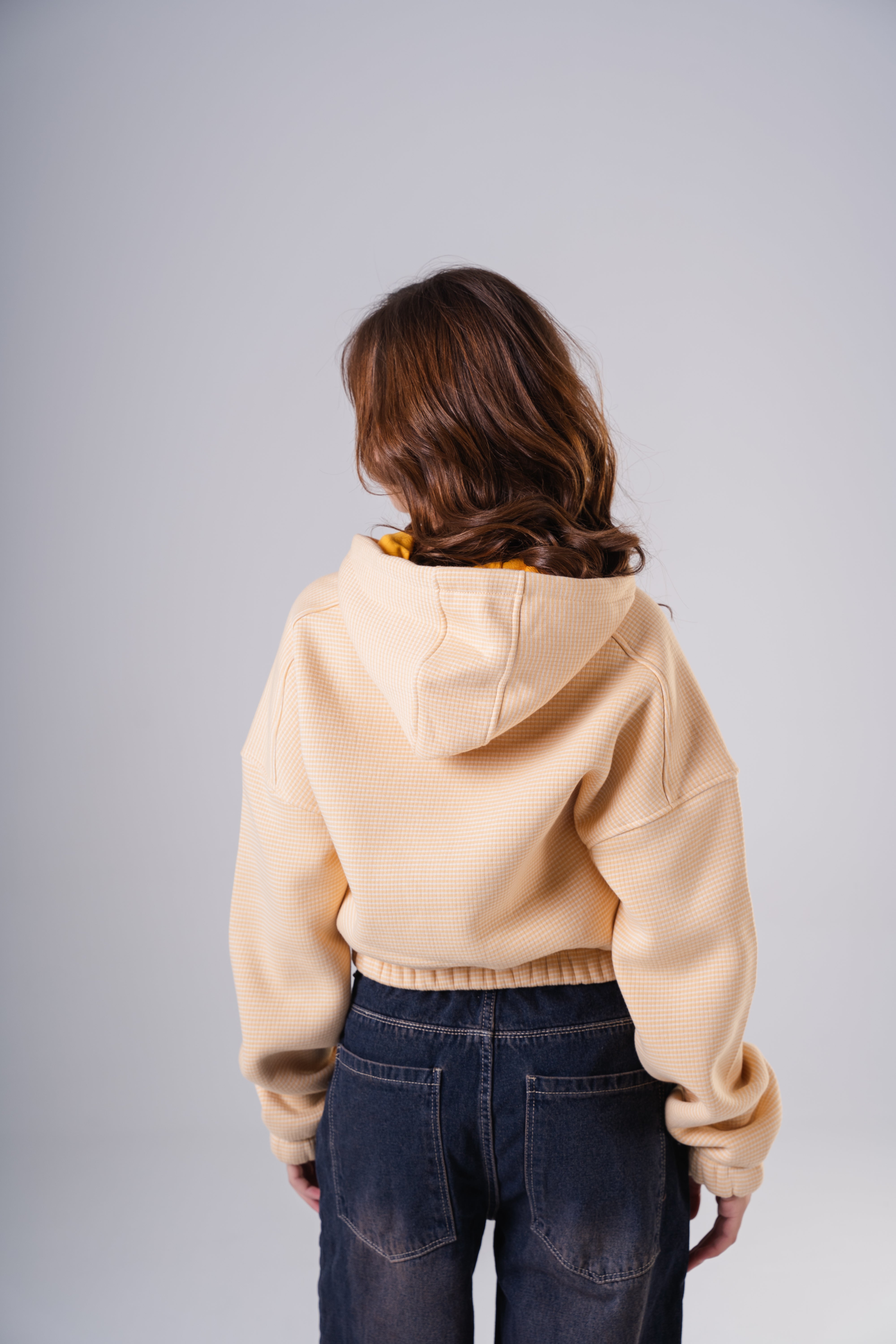 Girls Relaxed Fit Textured Cropped Hoodie