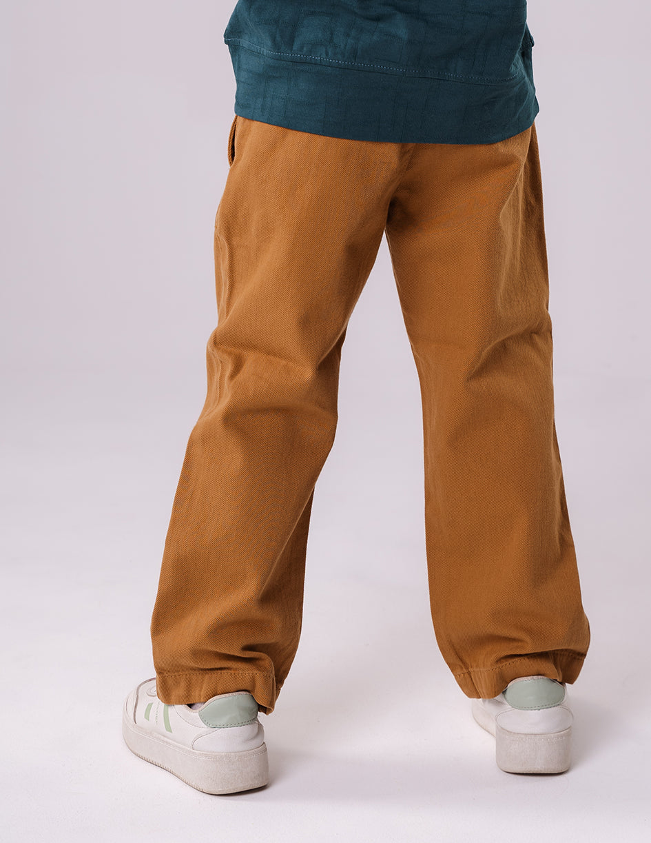 Boys Camel Straight Fit Trousers