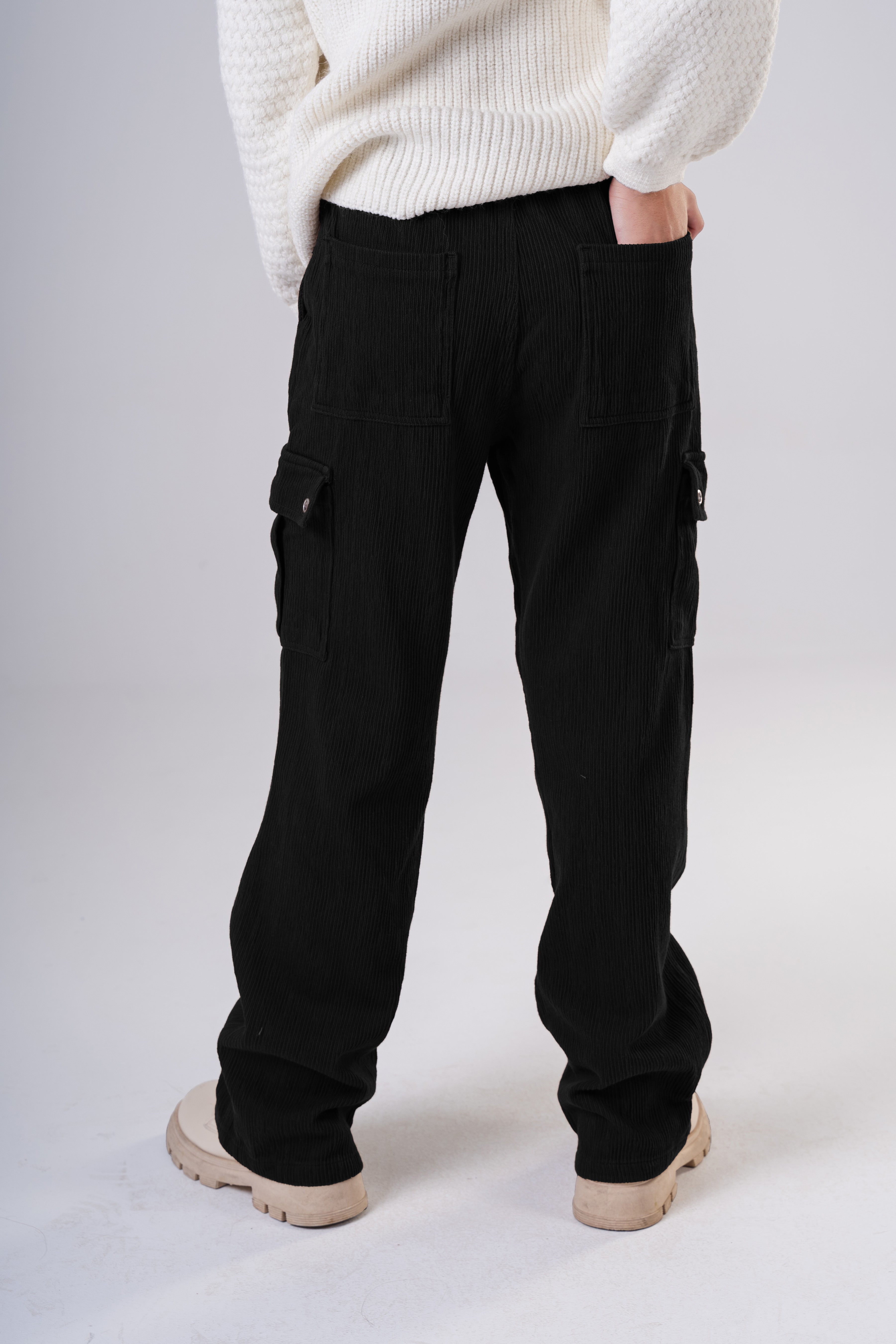 Girls Corduroy Cargo Pants with Removable Suspenders