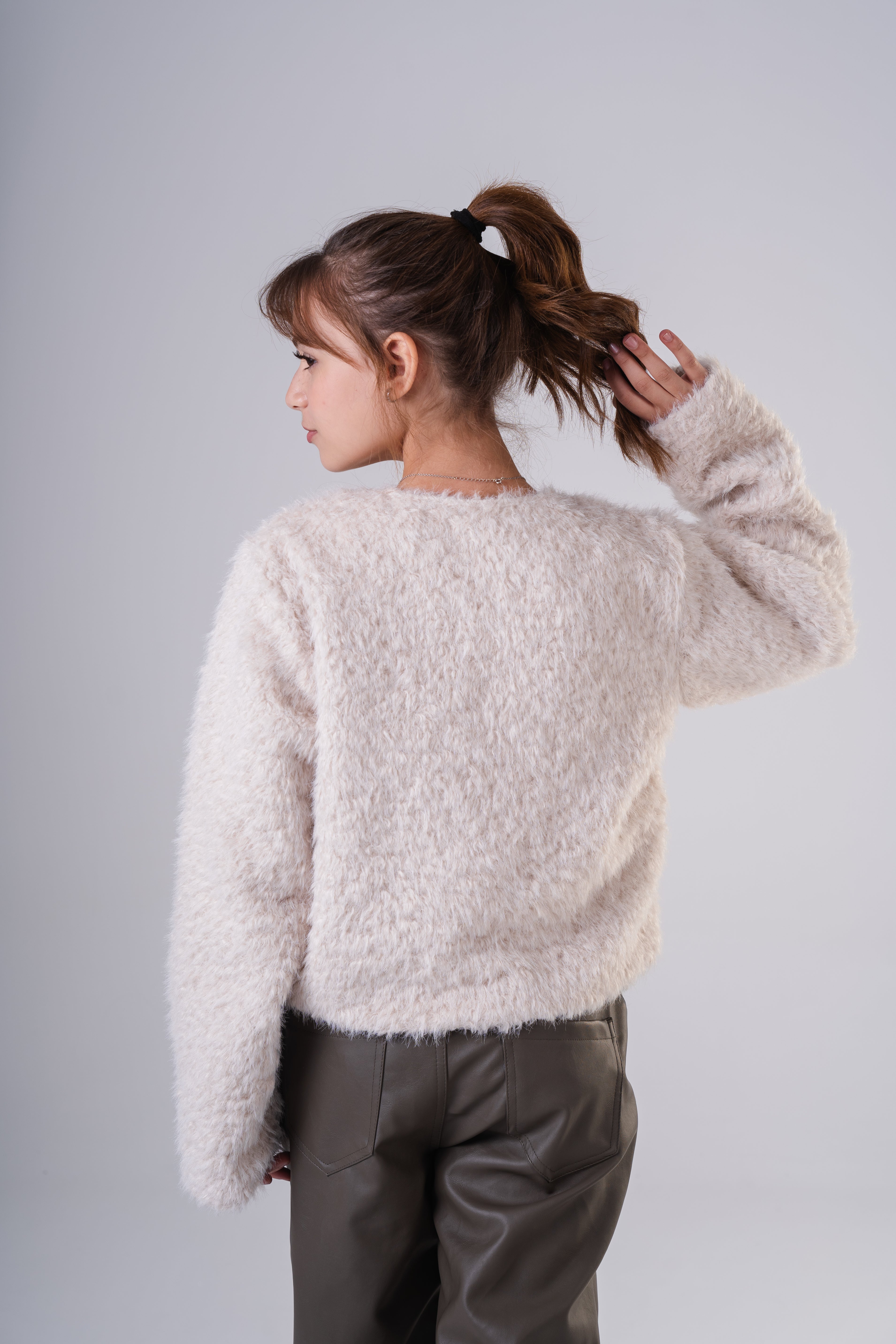 Girls' Faux Fur Shaggy Cropped Jacket