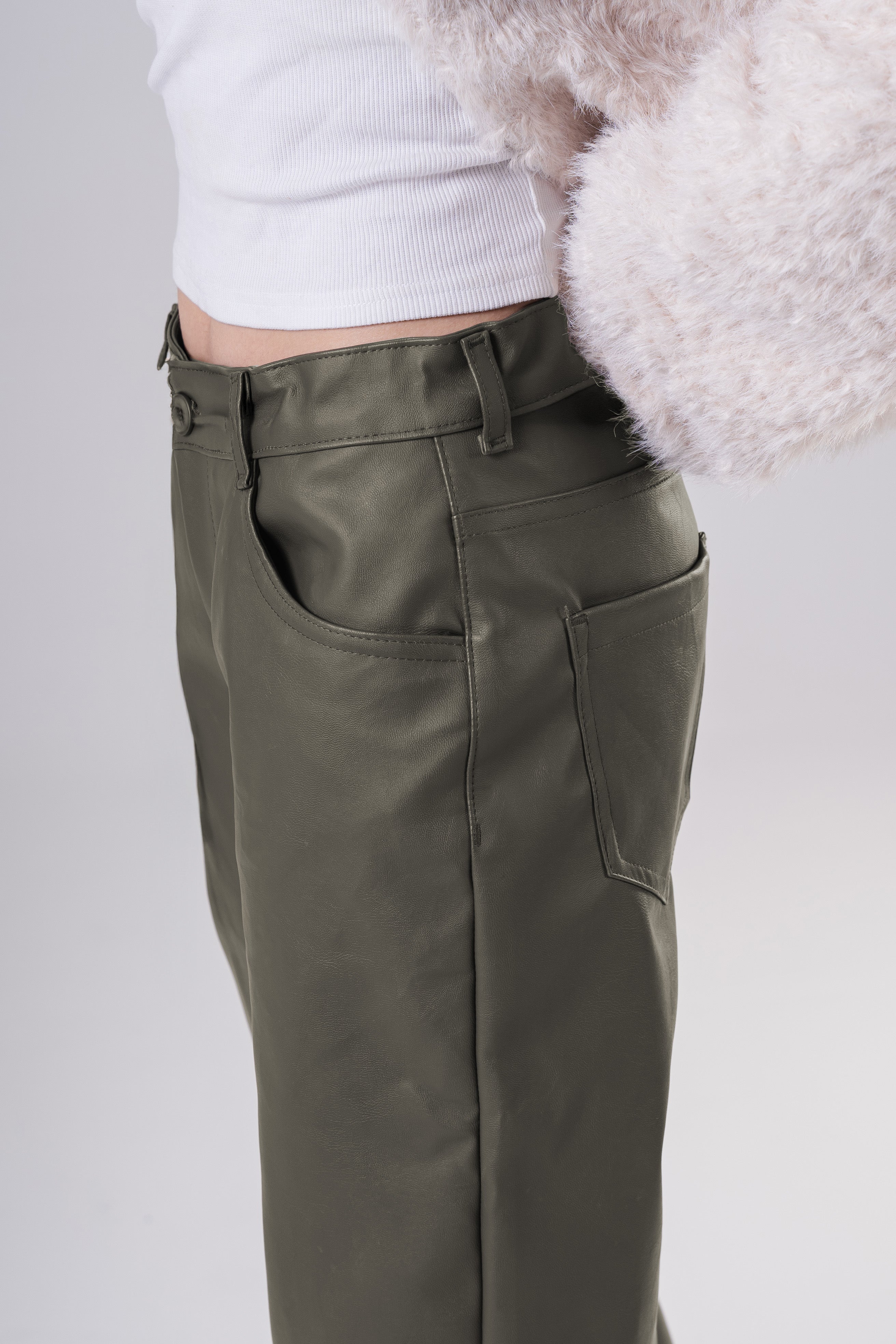 Girls' Fashion Faux Leather Pants with Relaxed Fit