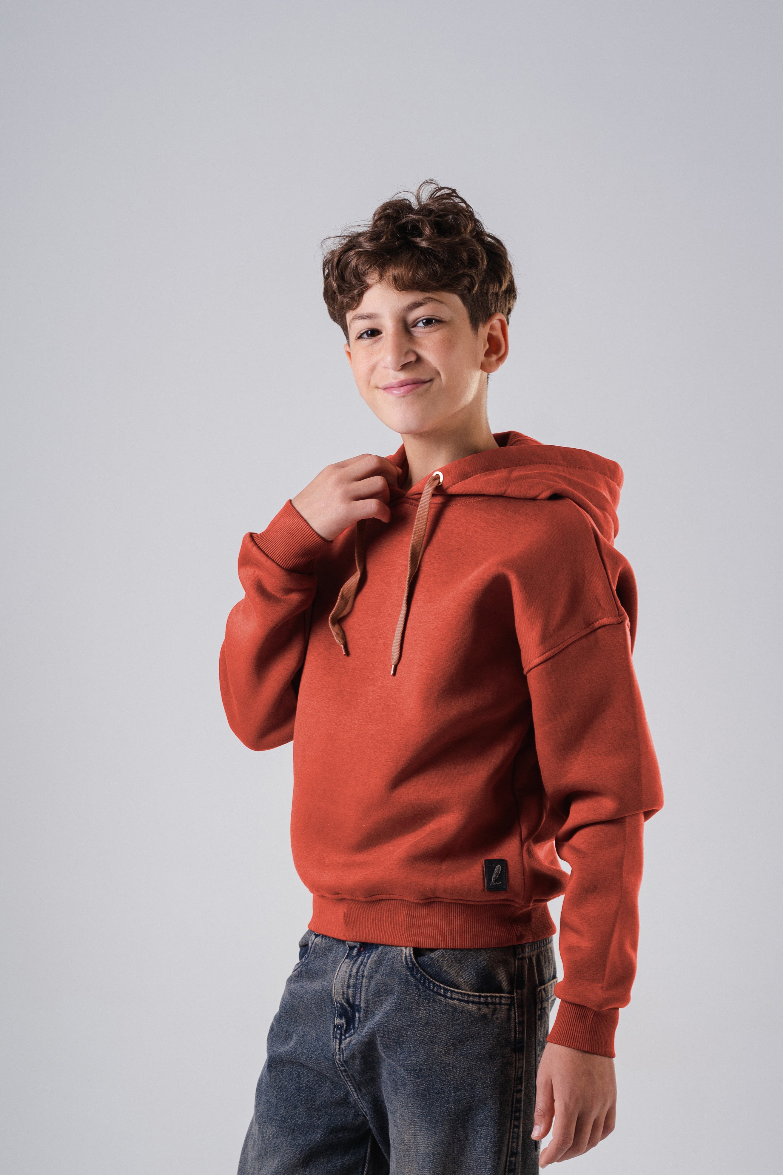Boys Essential Hoodie with Embossed Lion Back
