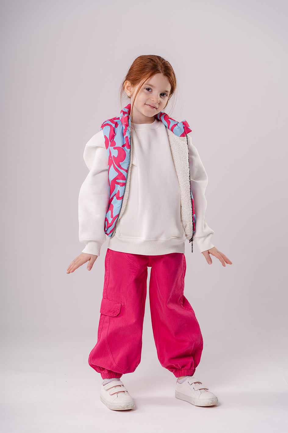 Girls Fuchsia Baggy-fit Trousers