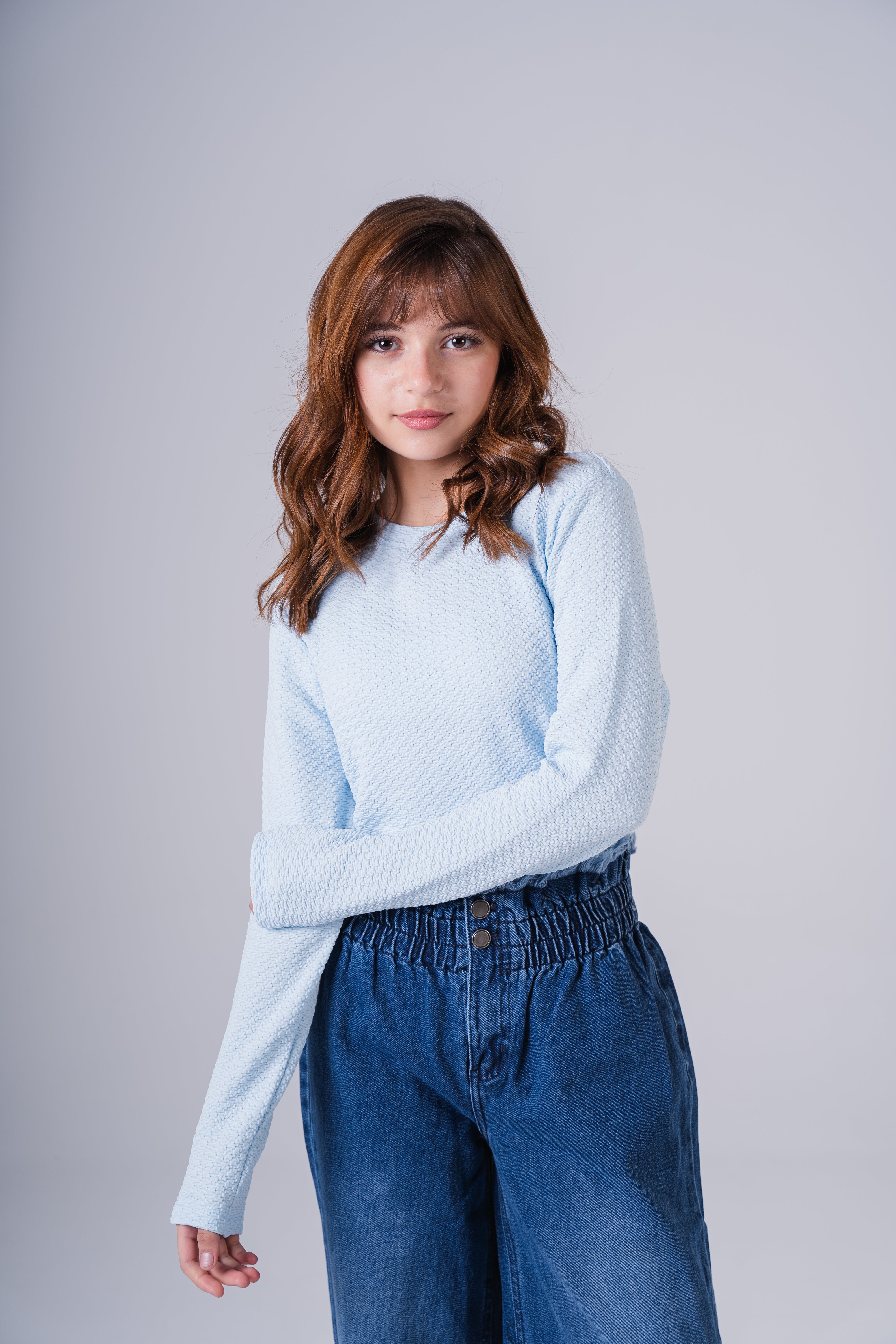 Girls Subtle Texture Essential Long-Sleeve Top