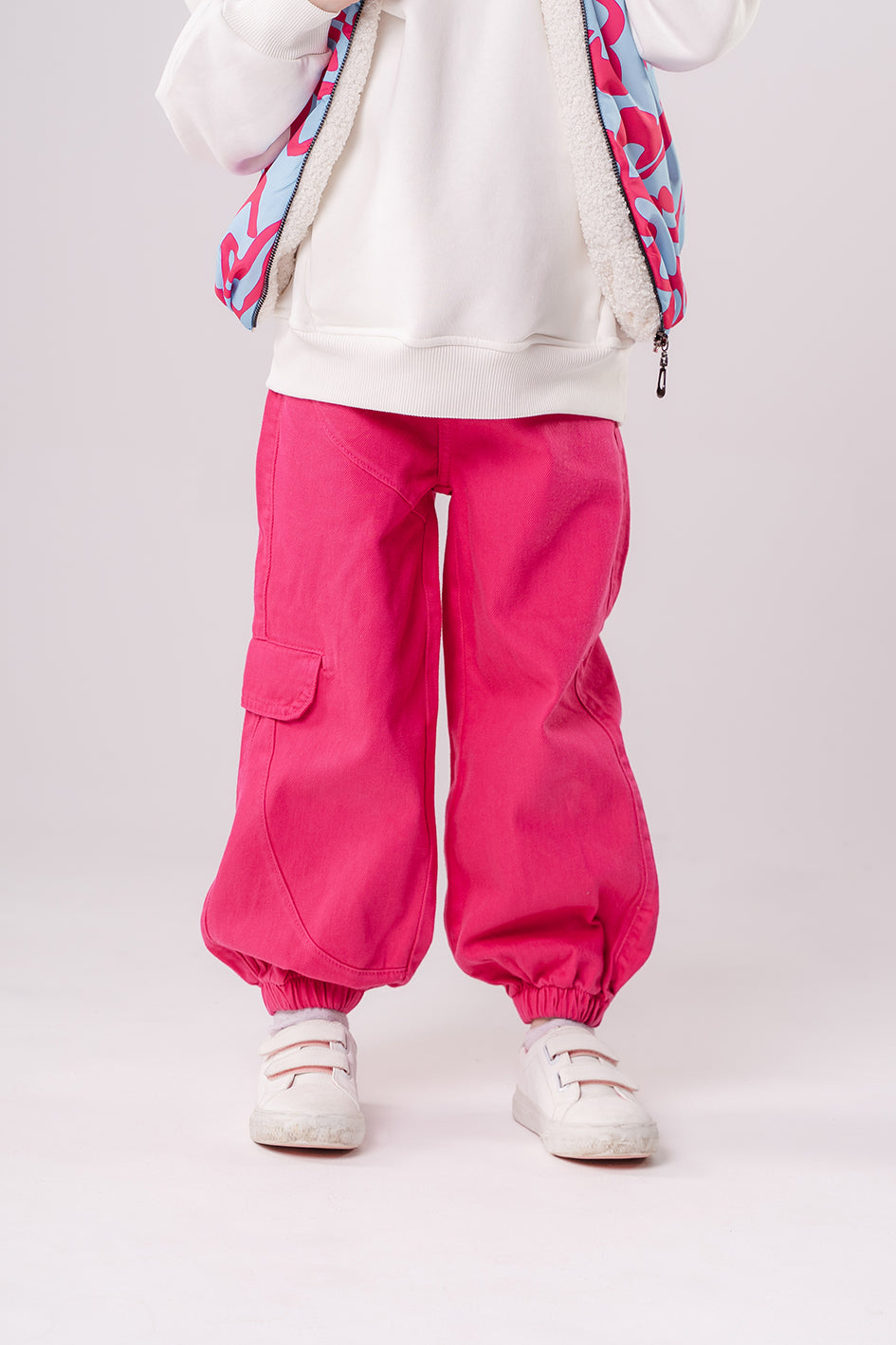 Girls Fuchsia Baggy-fit Trousers