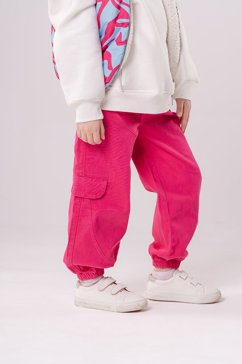 Girls Fuchsia Baggy-fit Trousers