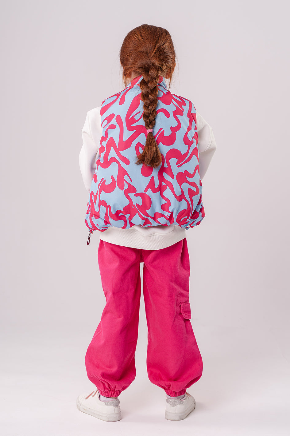 Girls Fuchsia Puff Vest