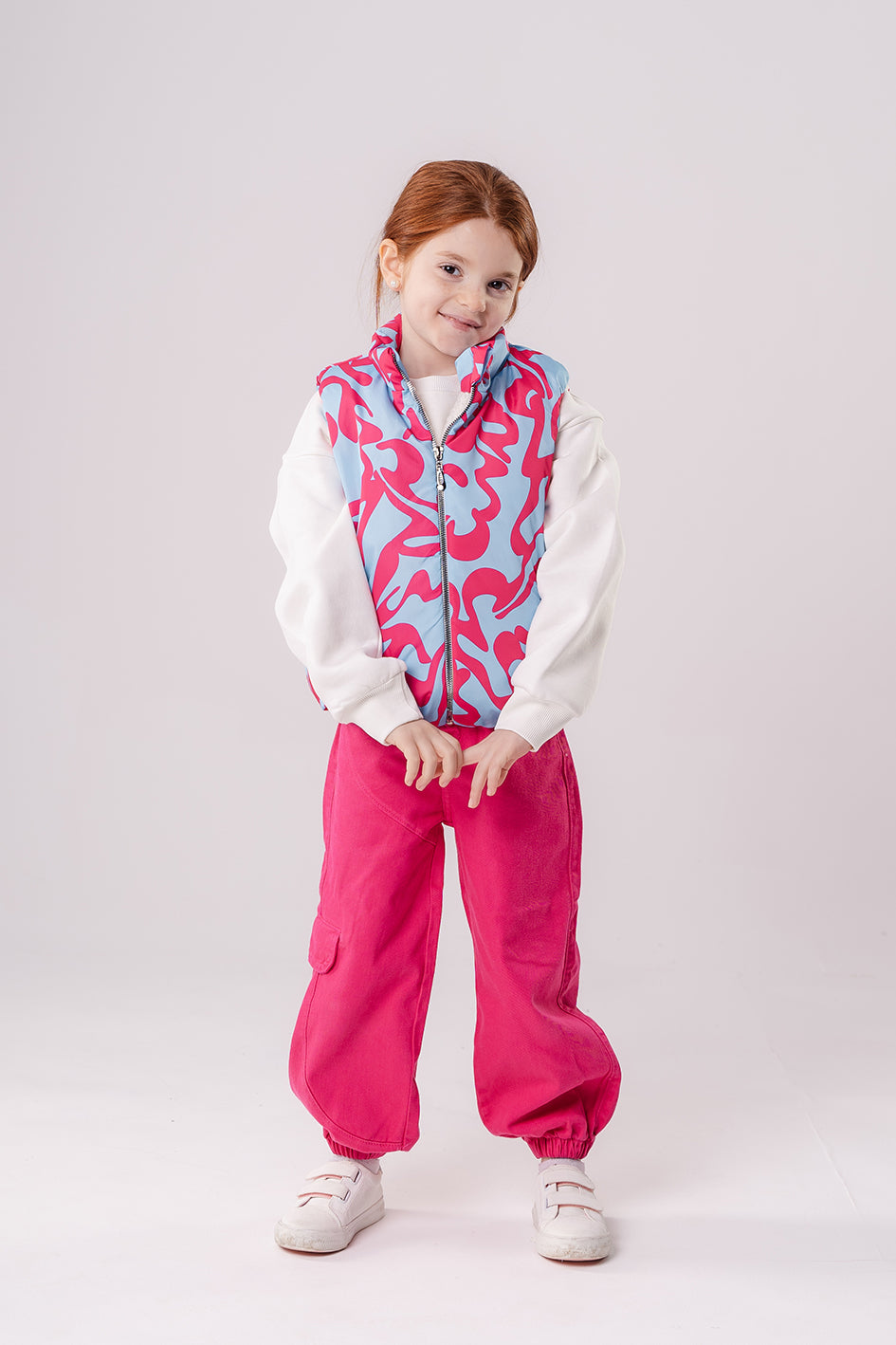 Girls Fuchsia Puff Vest