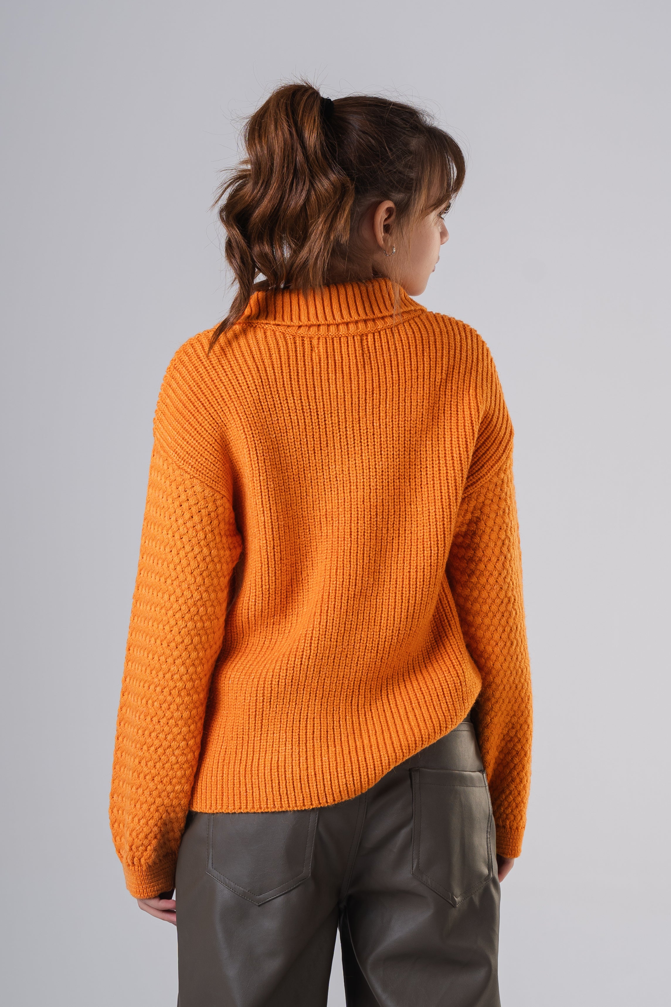 Girls Knit Pullover with Button Collar