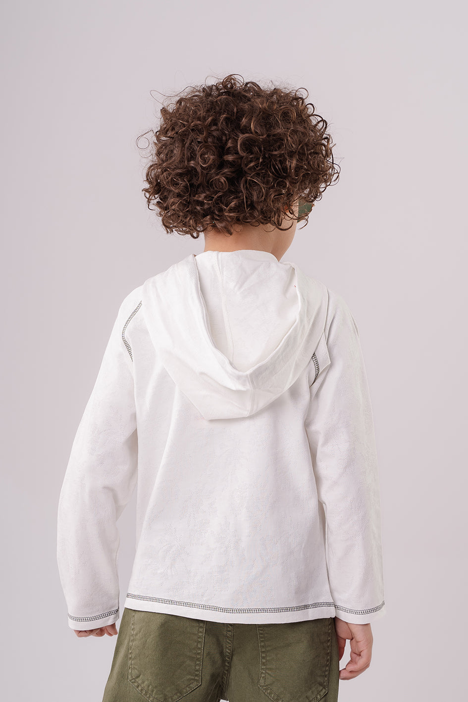 Boys White Hooded Sweatshirt With Embroidery