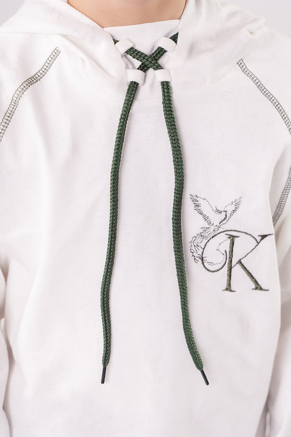 Boys White Hooded Sweatshirt With Embroidery