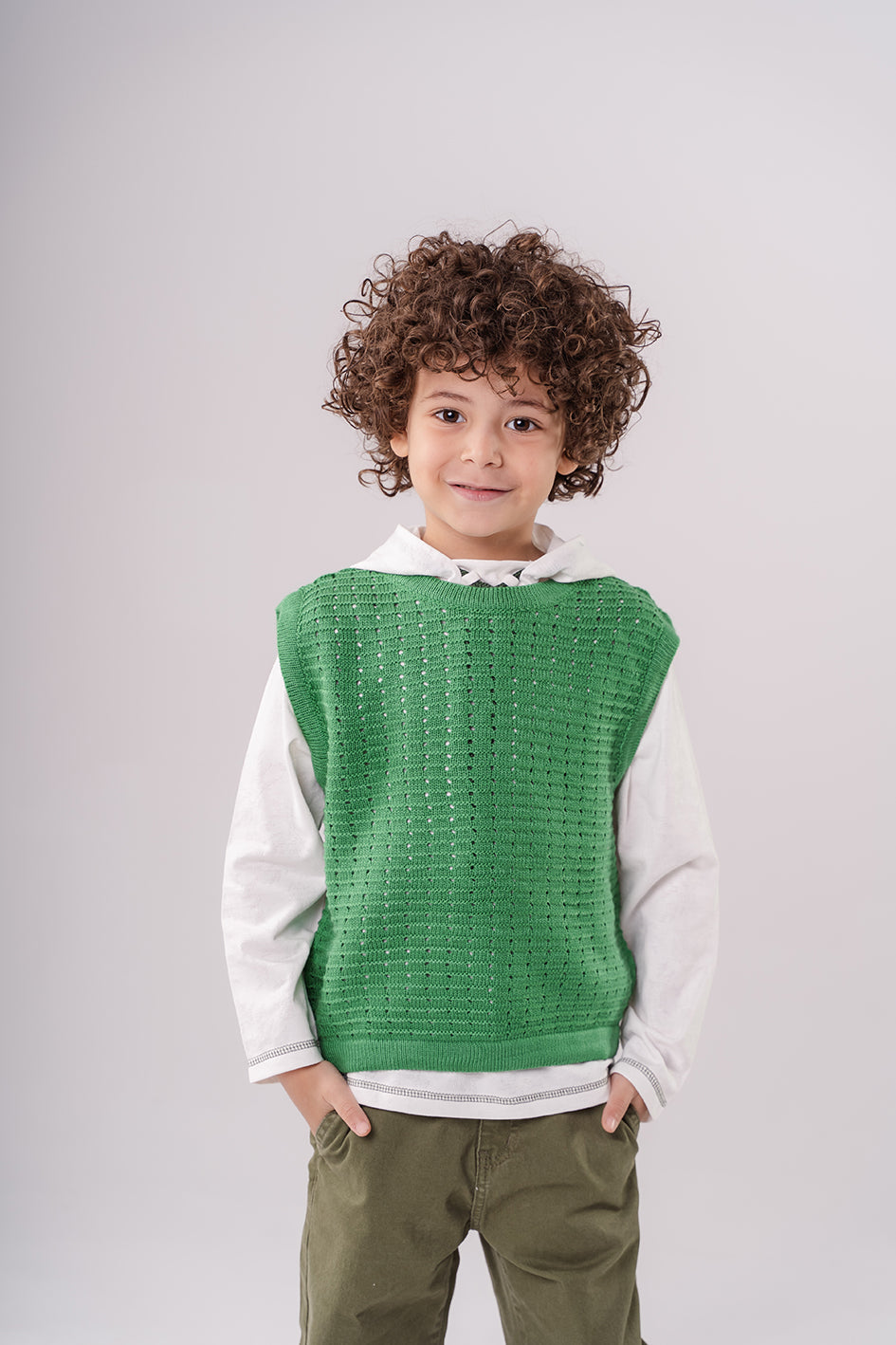 Boys Green Knit Vest