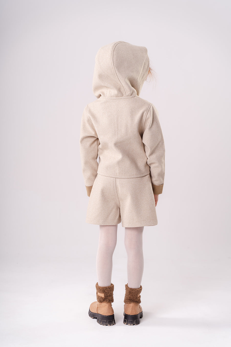 Beige Girls Gogh jacket With Hood