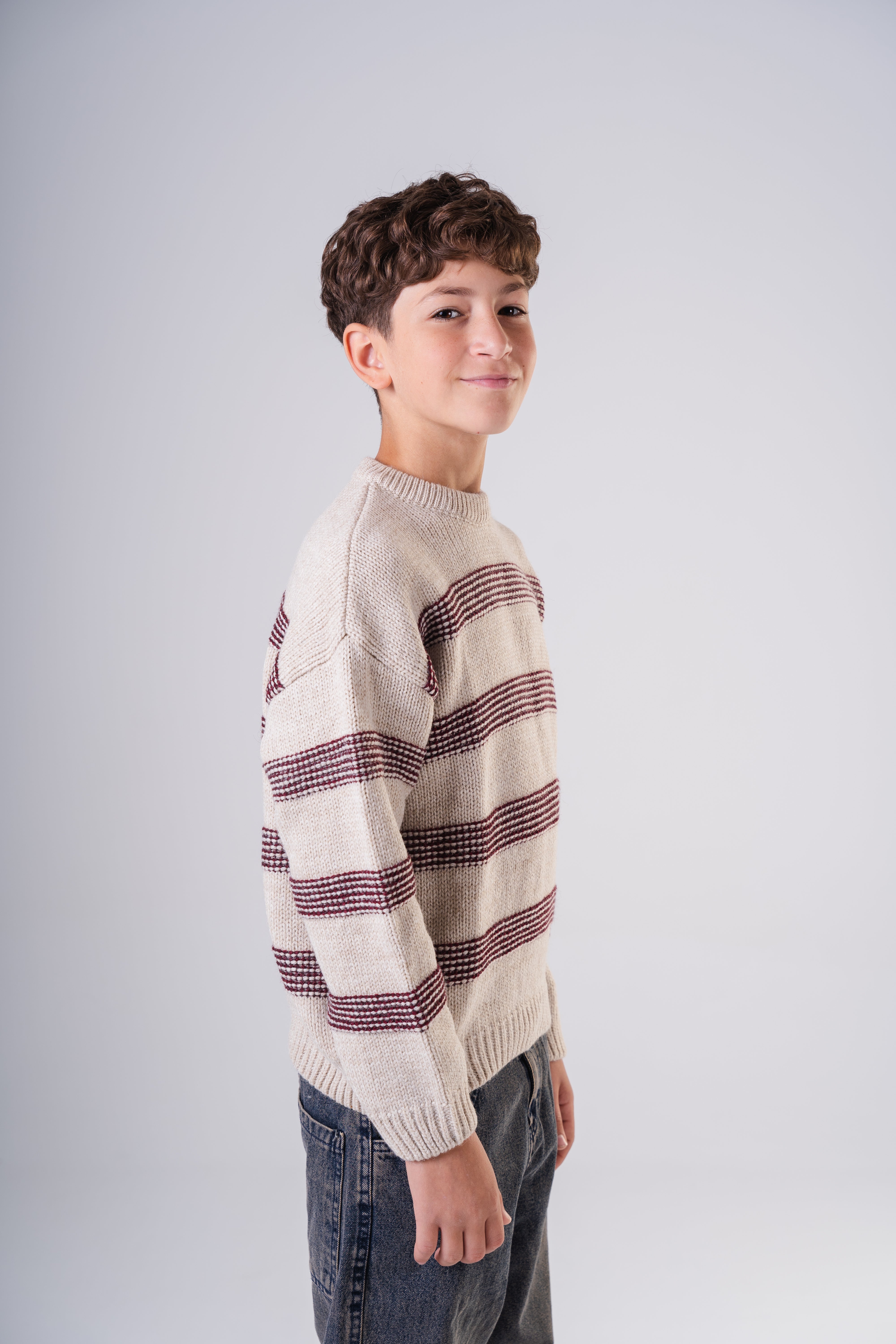 Boy's Classic Striped Knit Crewneck Sweater