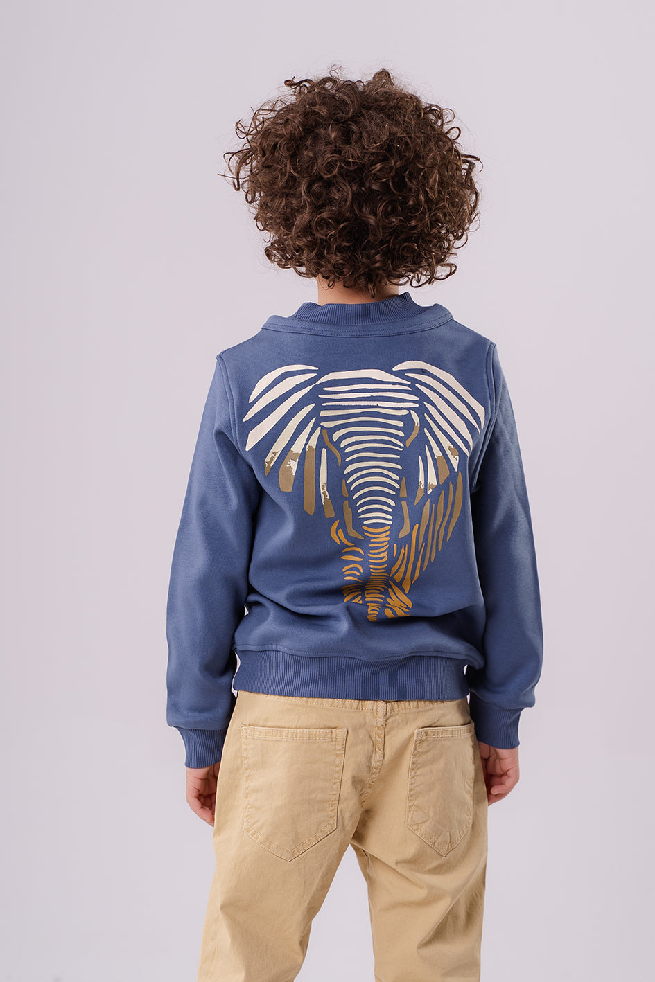 Boys Dark Blue Sweatshirt With Print On Back