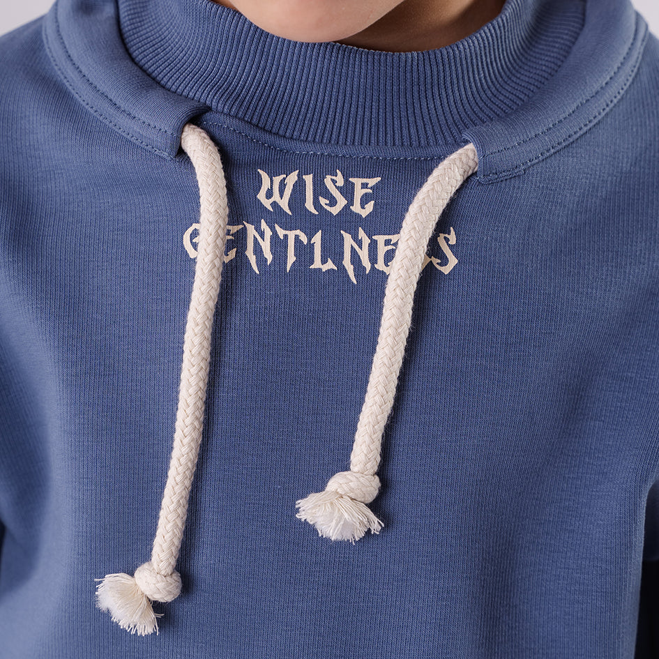 Boys Dark Blue Sweatshirt With Print On Back