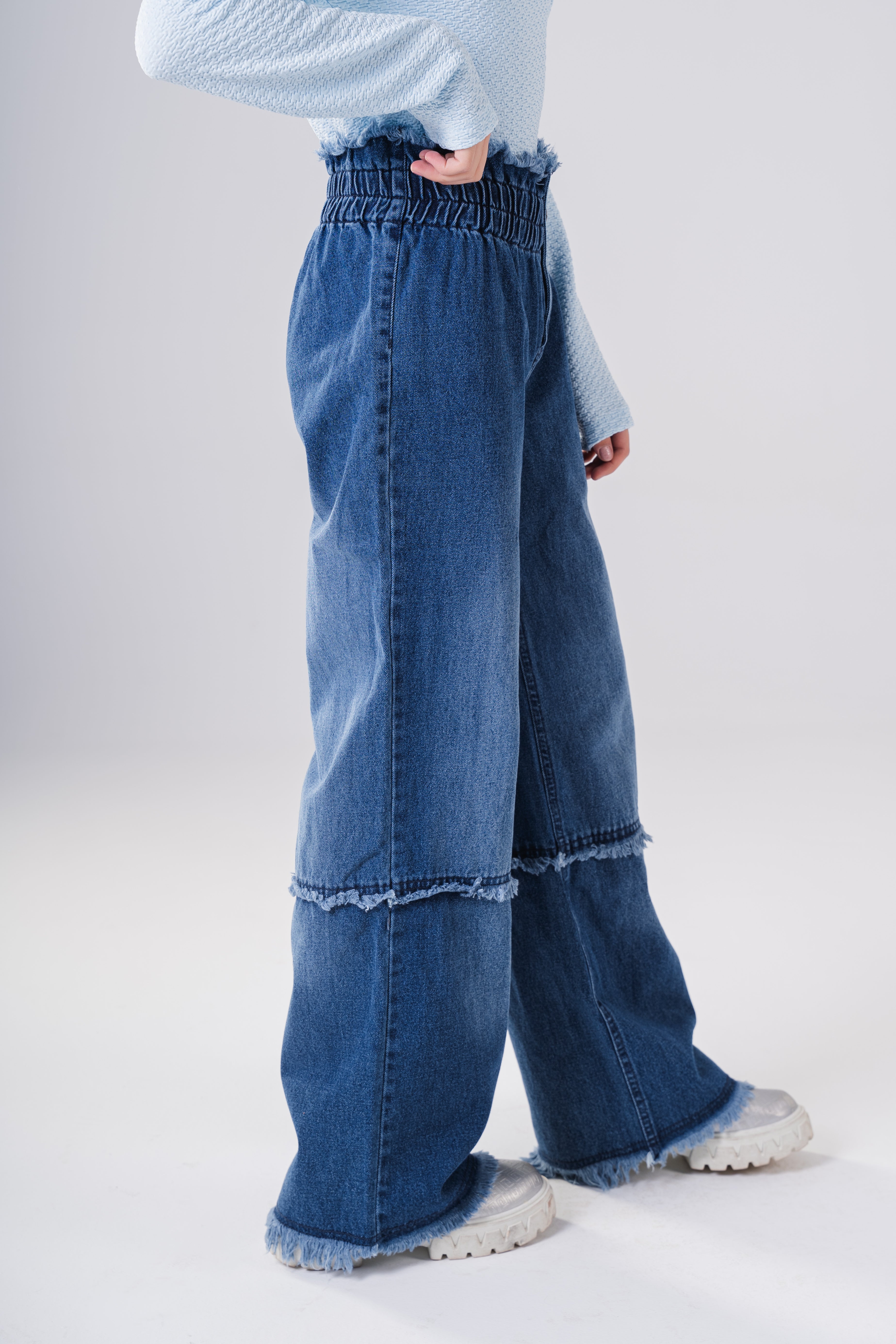 Girls Comfort-Fit Elastic Waist Denim Trousers